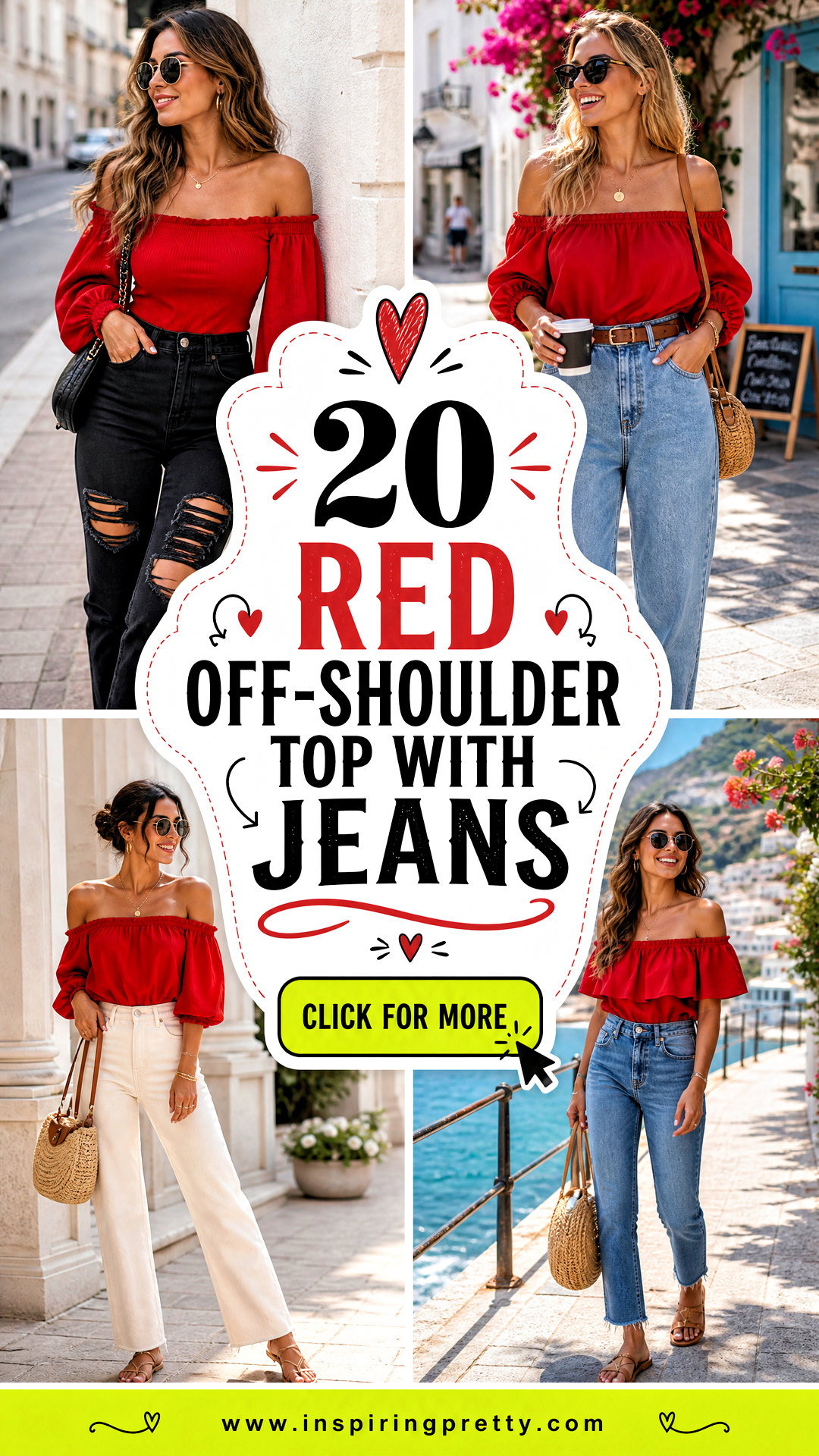 20 Red Off-Shoulder Top With Jeans for Effortless Style - 20 Red Off-Shoulder Top With Jeans for Effortless Style