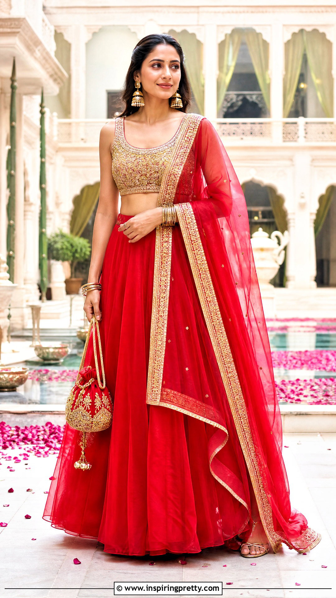 Red Organza Crop Top Lehenga Outfit - 50 organza crop top lehenga outfit ideas