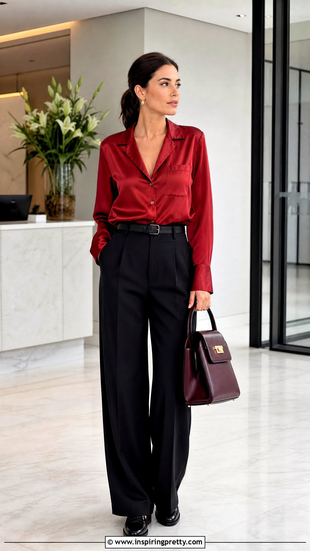 Red PJ Top With Black Wide Leg Pants - 25 Red Pj Top outfit ideas