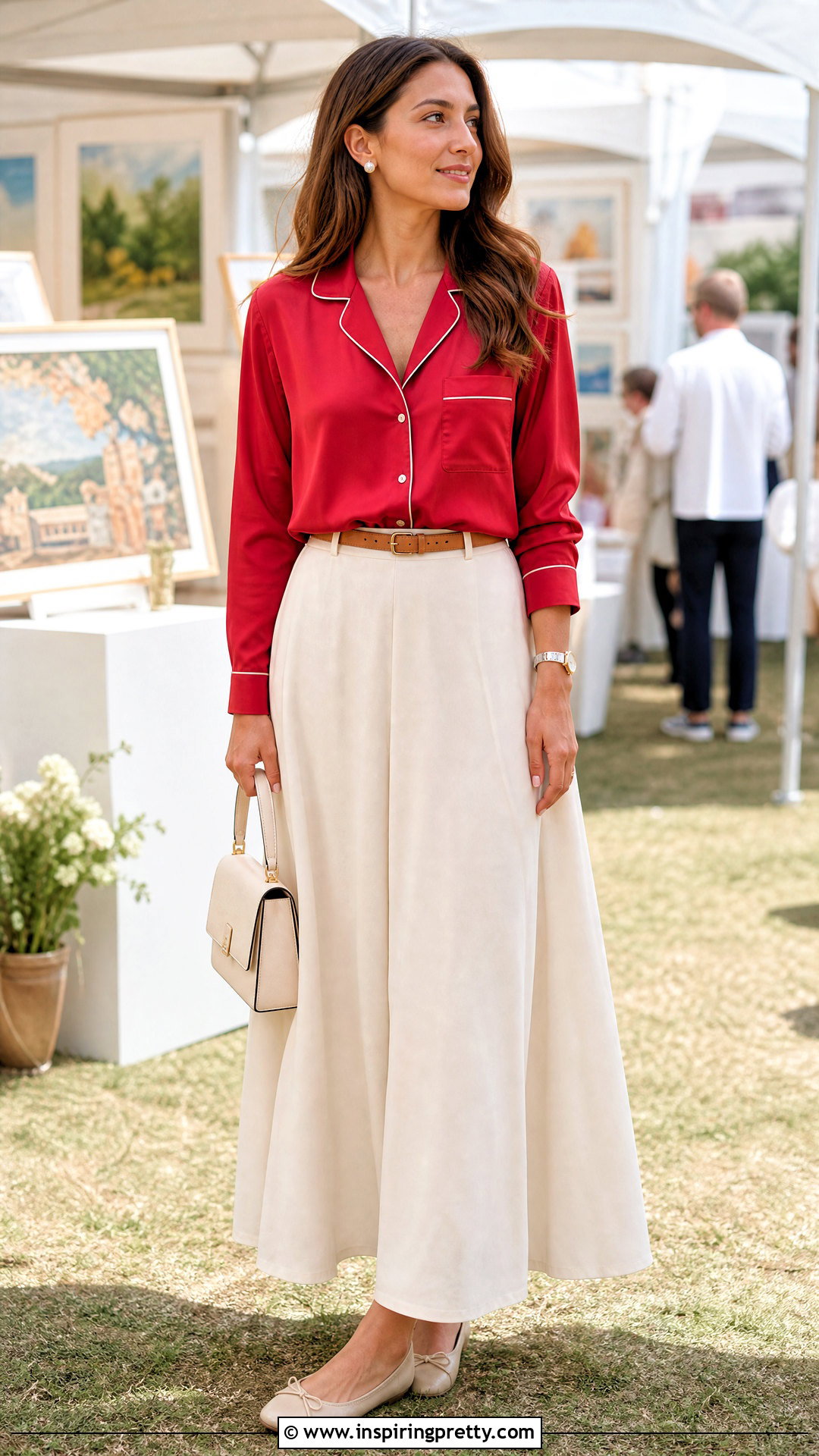 Red PJ Top With Cream Maxi Skirt - 25 Red Pj Top outfit ideas