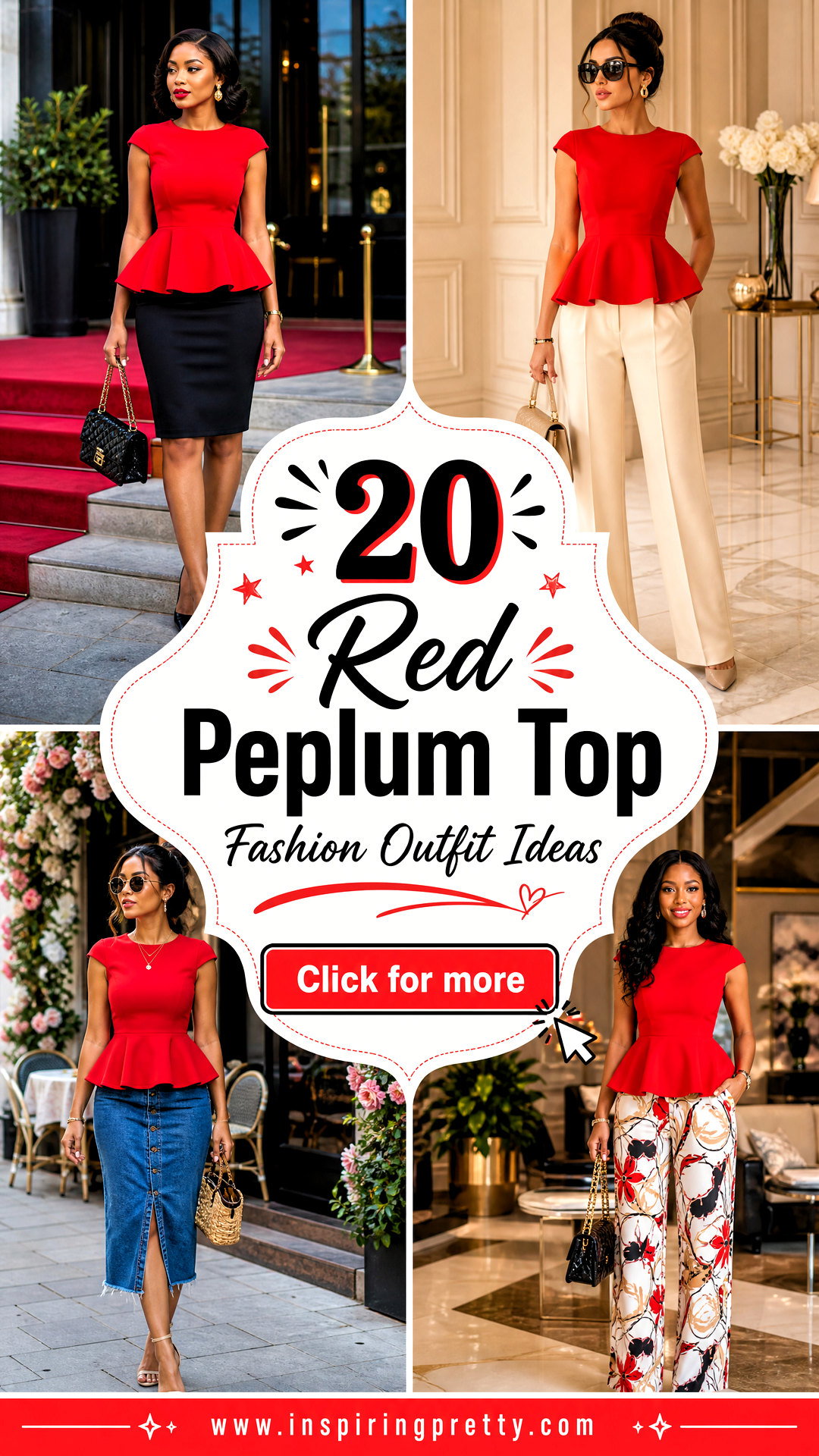 20 Red Peplum Top Fashion Outfit Ideas for Stylish Events - 20 Red Peplum Top Fashion Outfit Ideas for Stylish Events