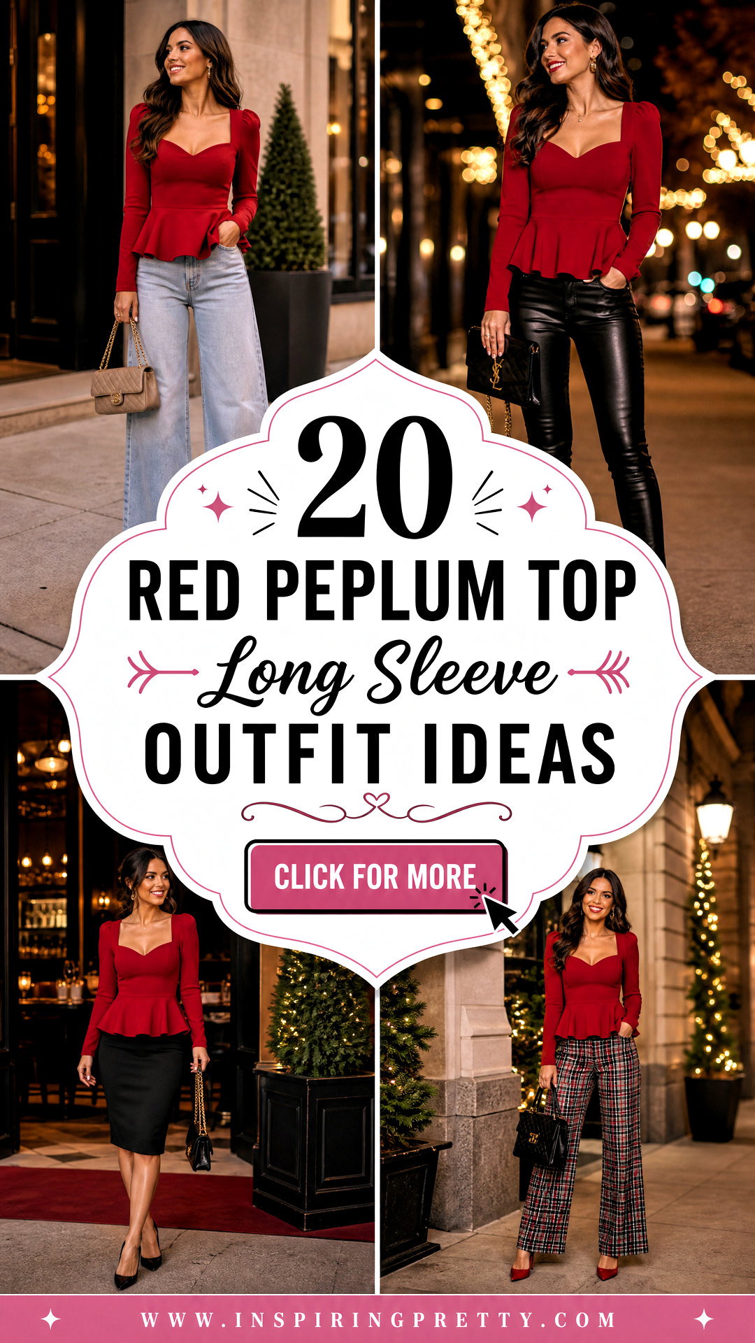 20 Red Peplum Top Long Sleeve Outfit Ideas for Date Nights - 20 Red Peplum Top Long Sleeve Outfit Ideas for Date Nights