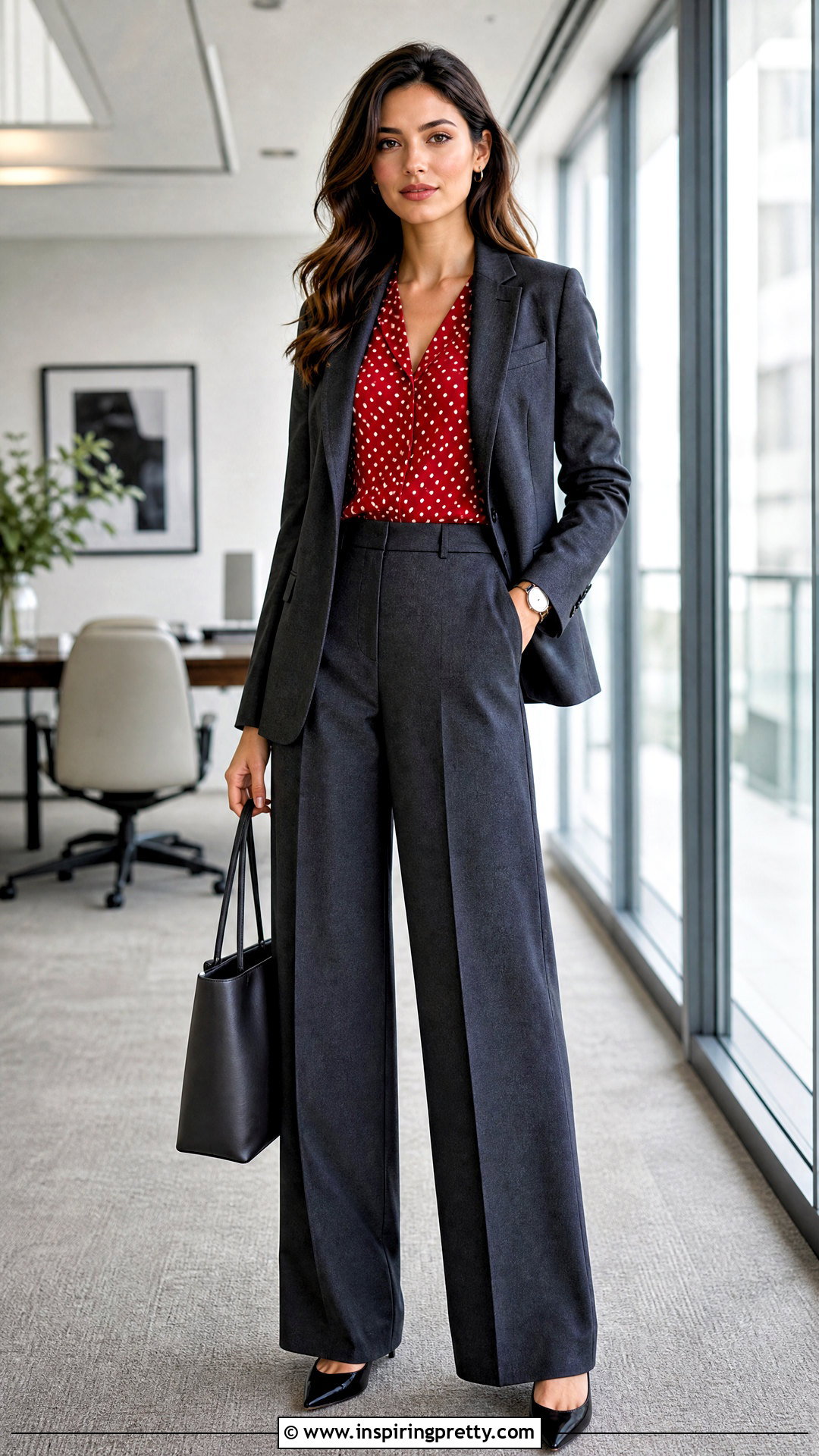 Red Polka Dot Top With Gray Dress Pants - 50 red polka dot top outfit ideas