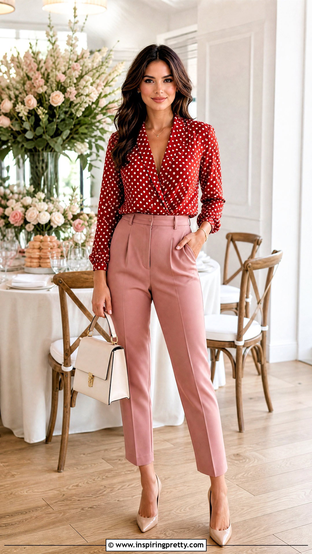 Red Polka Dot Top With Pink Trousers - 50 red polka dot top outfit ideas