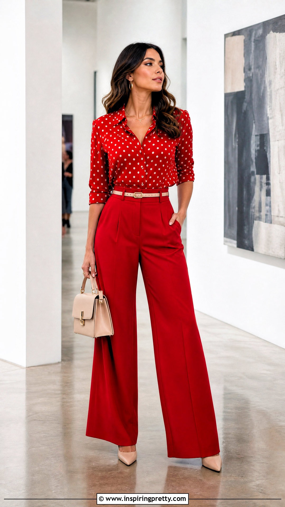 Red Polka Dot Top With Red Trousers - 50 red polka dot top outfit ideas