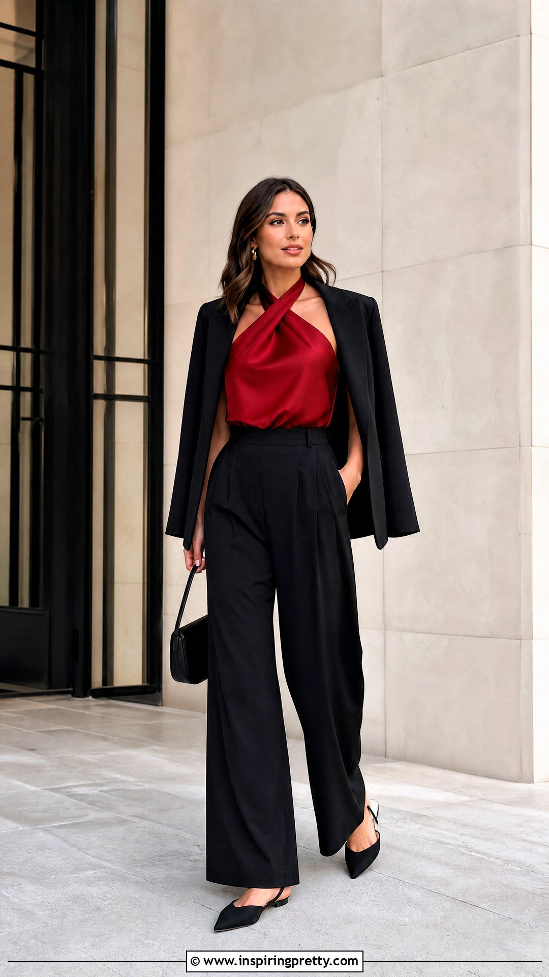 Red Scarf Top With Black Pants - 50 scarf top ideas