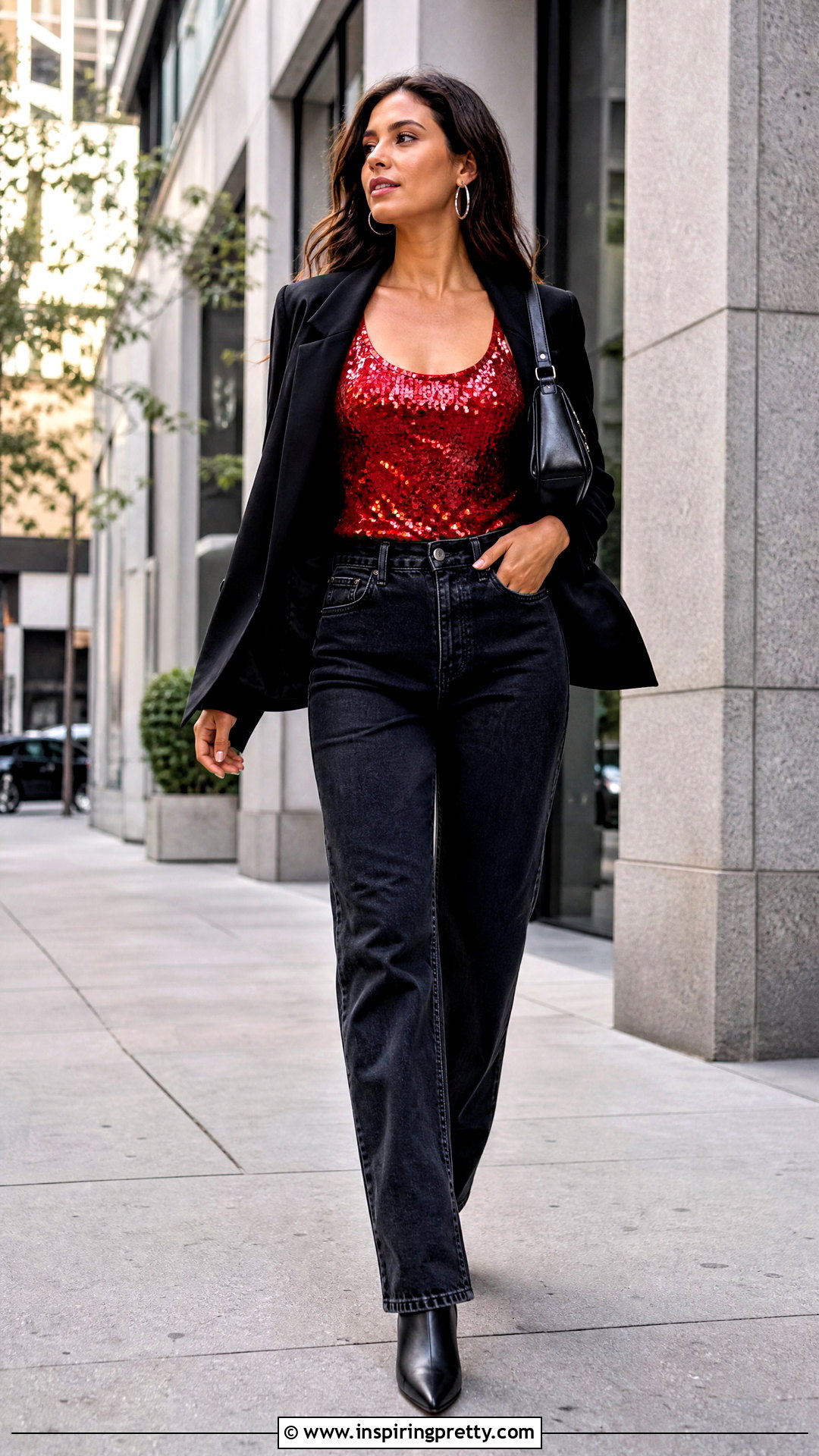 Red Sequin Tank Top With Black Jeans - 25 Red Sequin Tank Top outfit ideas