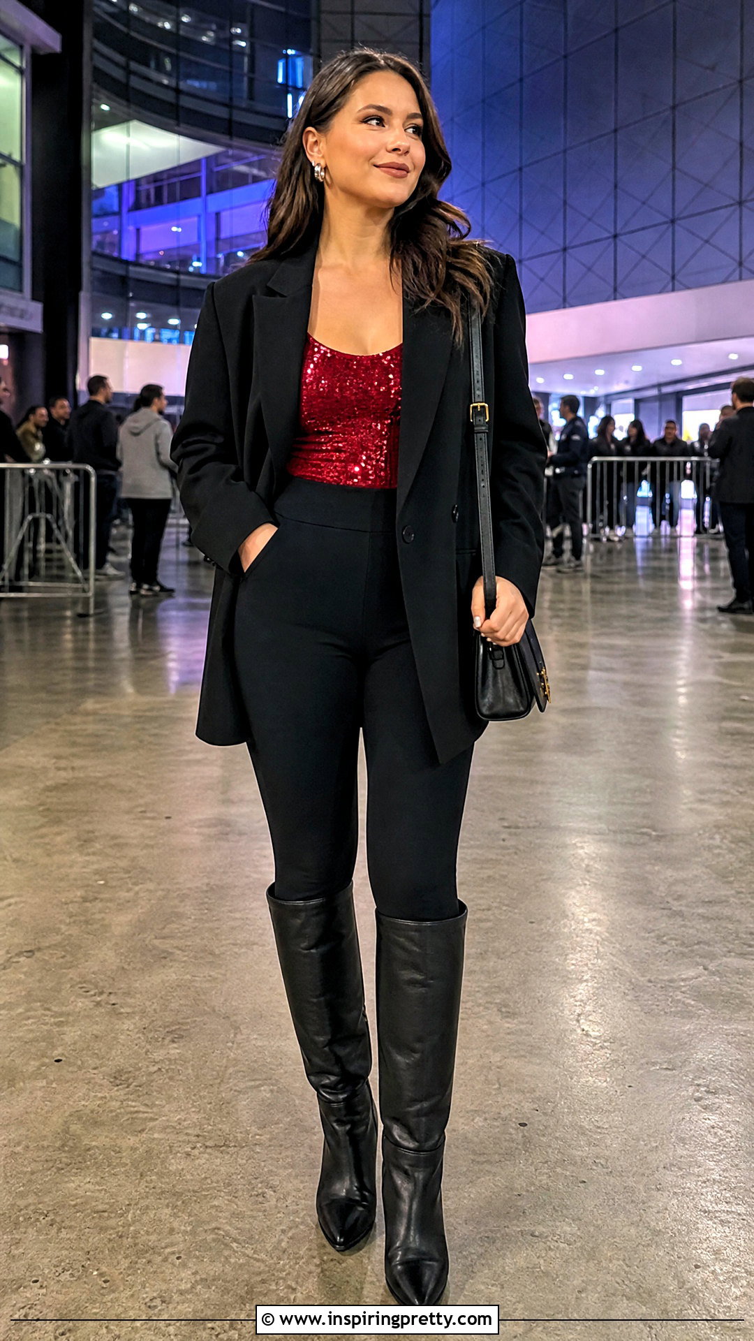 Red Sequin Tank Top With Black Leggings - 25 Red Sequin Tank Top outfit ideas