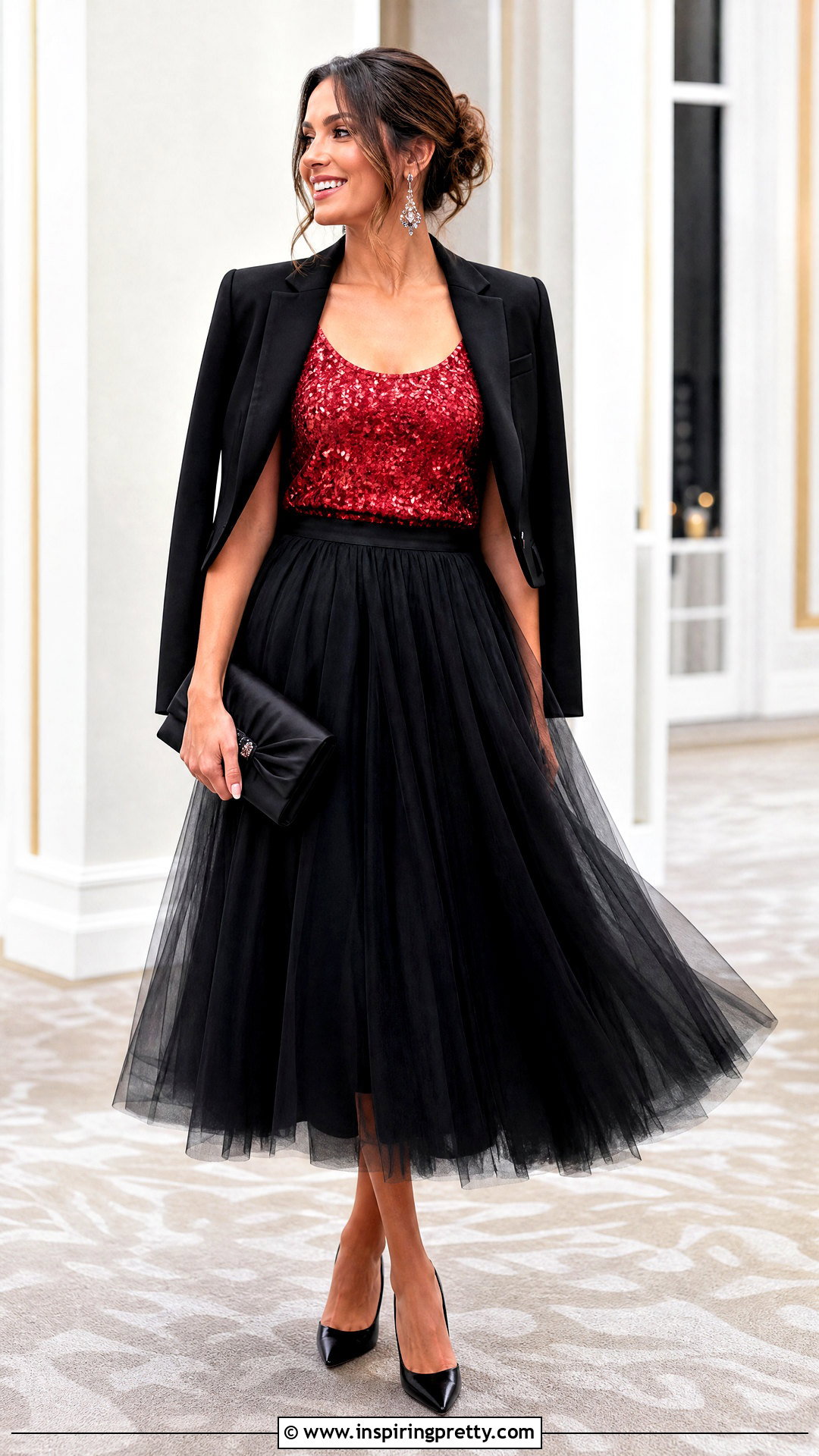Red Sequin Tank Top With Tulle Skirt - 25 Red Sequin Tank Top outfit ideas