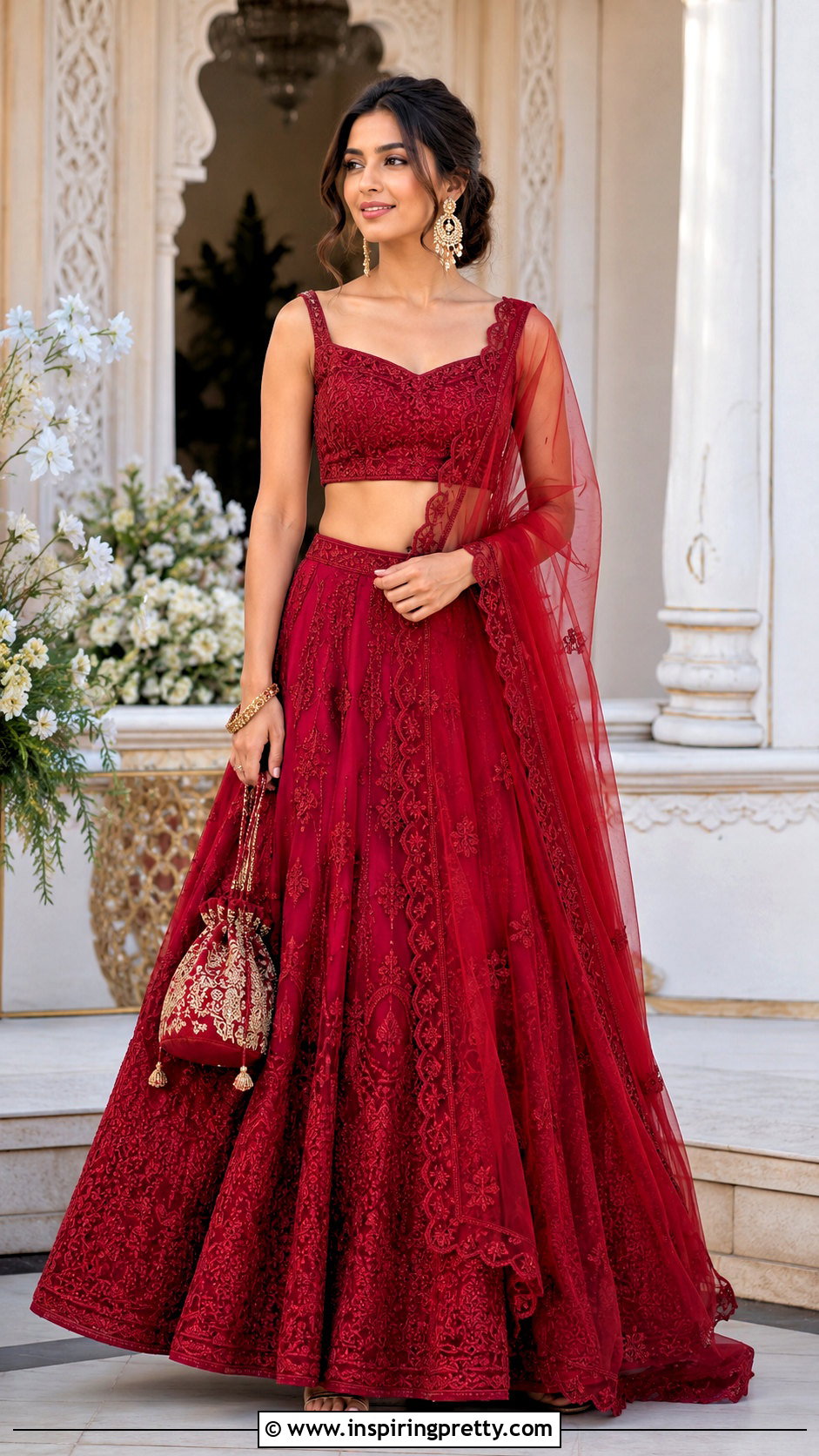 Red Skirt And Crop Top For Indian Wedding - 20 skirt crop top outfit indian weddings