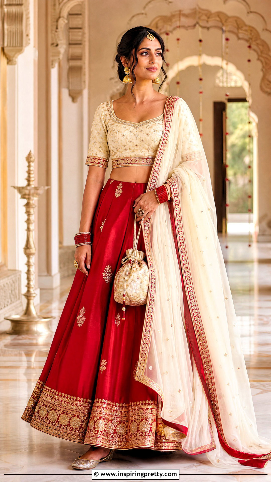 Red Skirt And Ivory Top Indian Outfit - 50 skirt and top indian outfits
