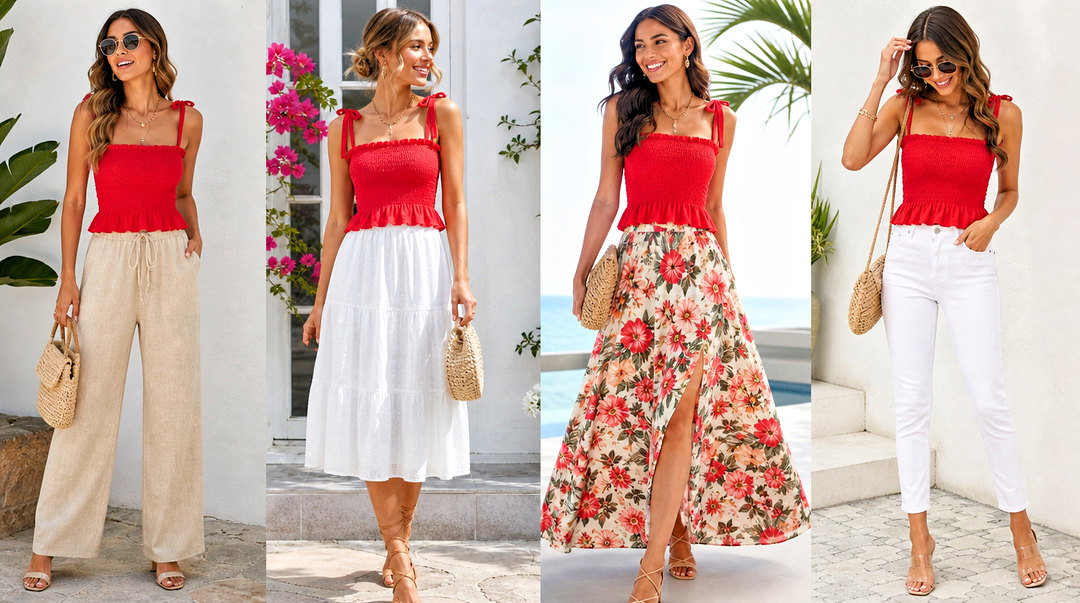 25 Red Smocked Top Outfit Ideas for Sweet Summer Style