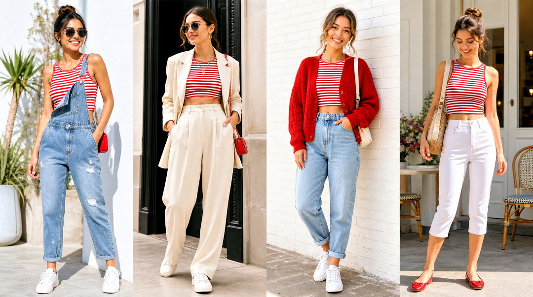 25 Red Striped Crop Top Outfit Ideas for Bold Summer Looks