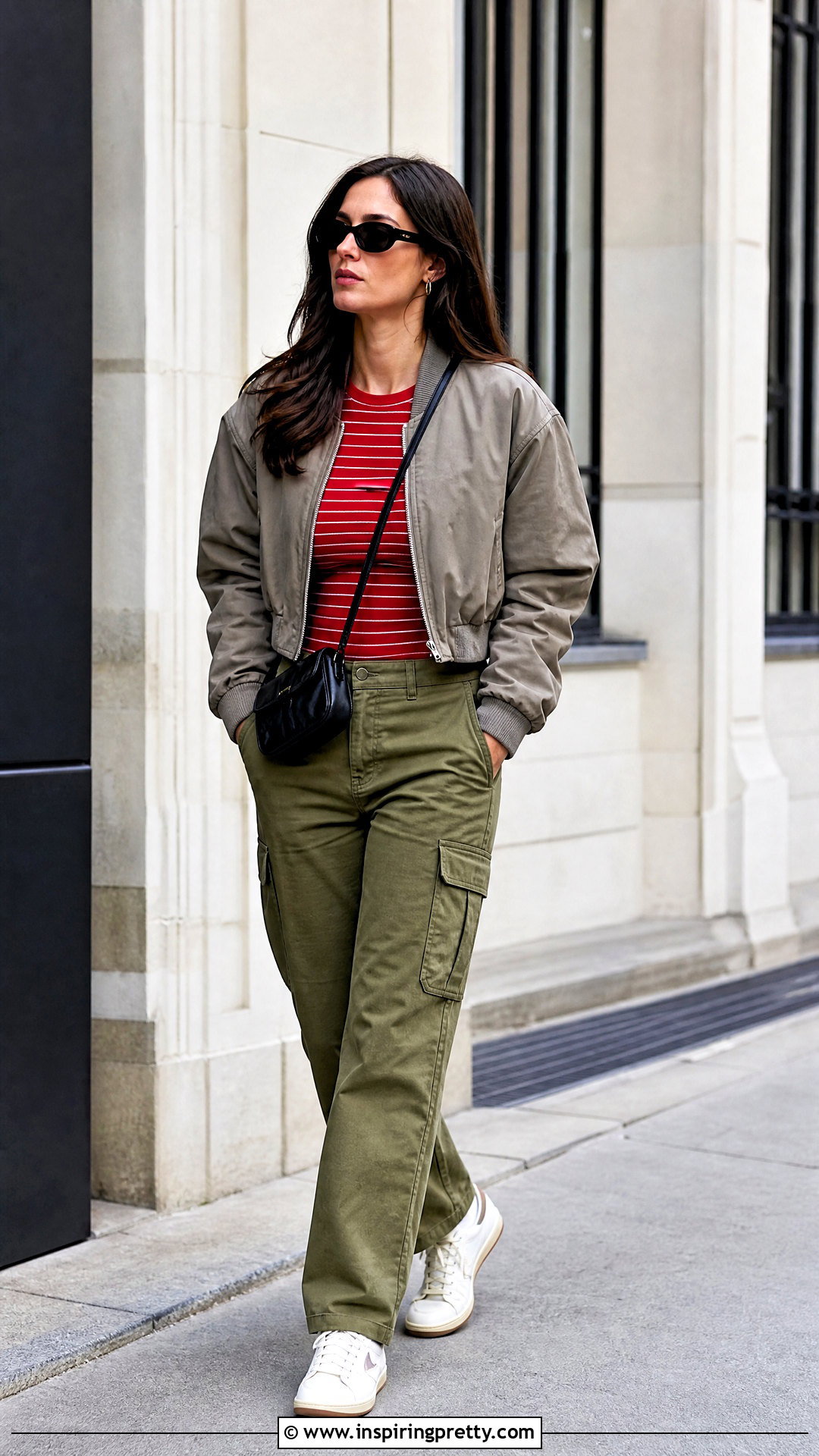 Red Striped Top With Cargo Pants - 50 red striped top outfit ideas