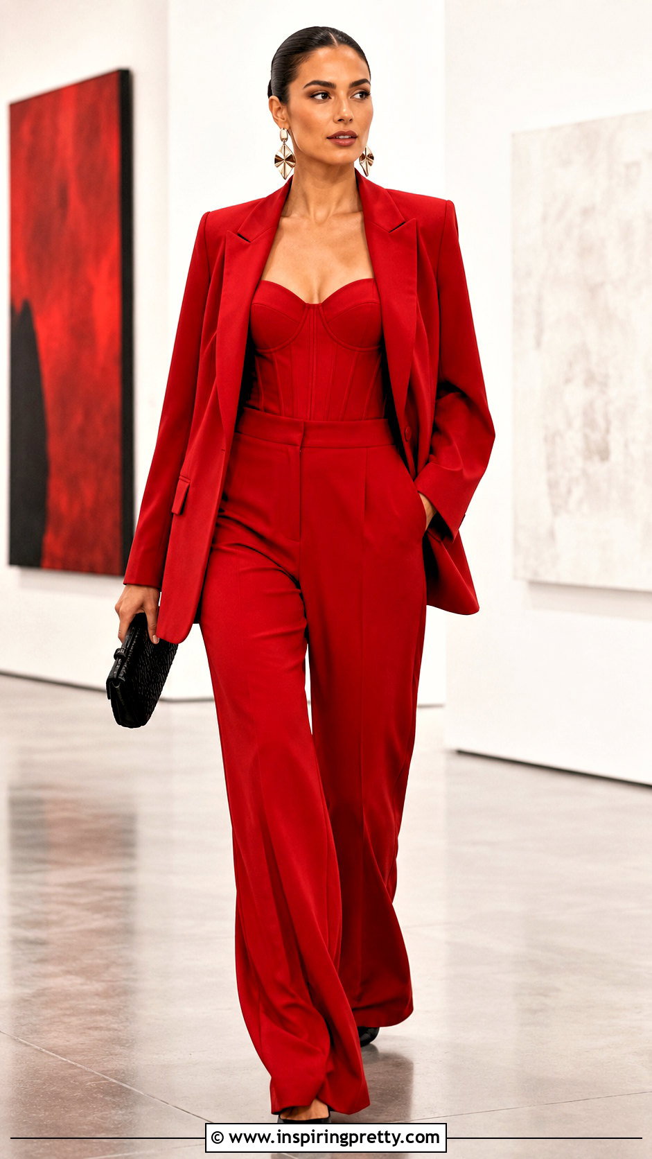 Red Suit With Matching Corset Top - 20 women’s suit with corset tops