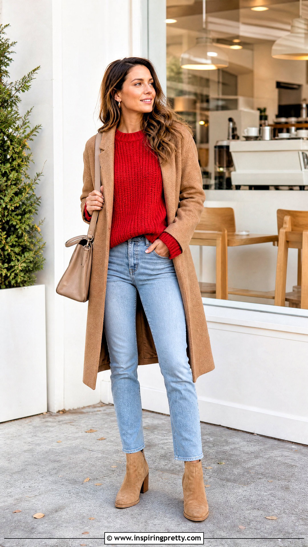 Red Sweater With Light Wash Jeans - 20 casual outfit with red top and jeans