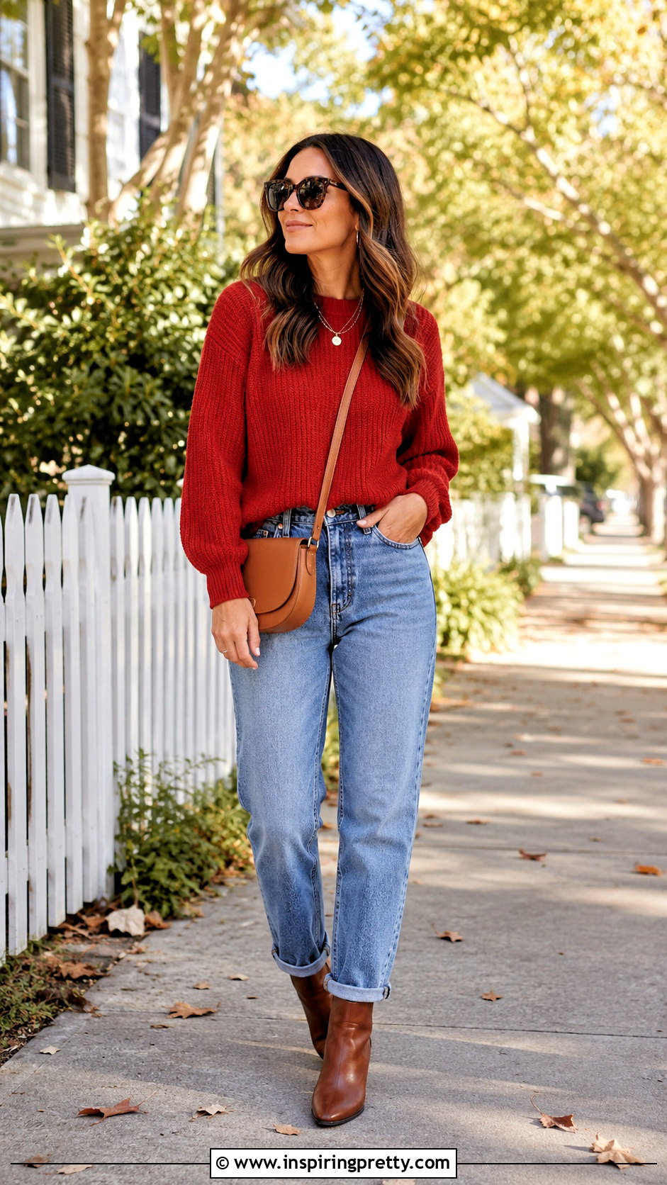 Red Sweater With Mom Jeans - 20 red top and jeans styles