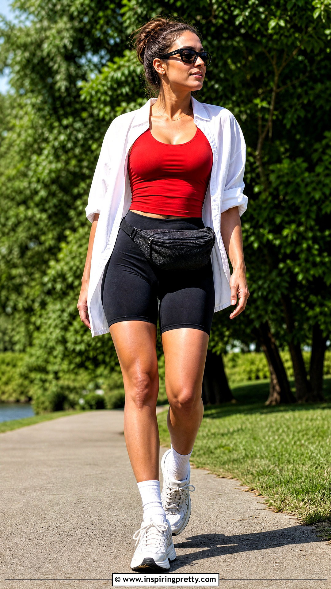 Red Tank Top With Biker Shorts - 50 red tank top outfit ideas