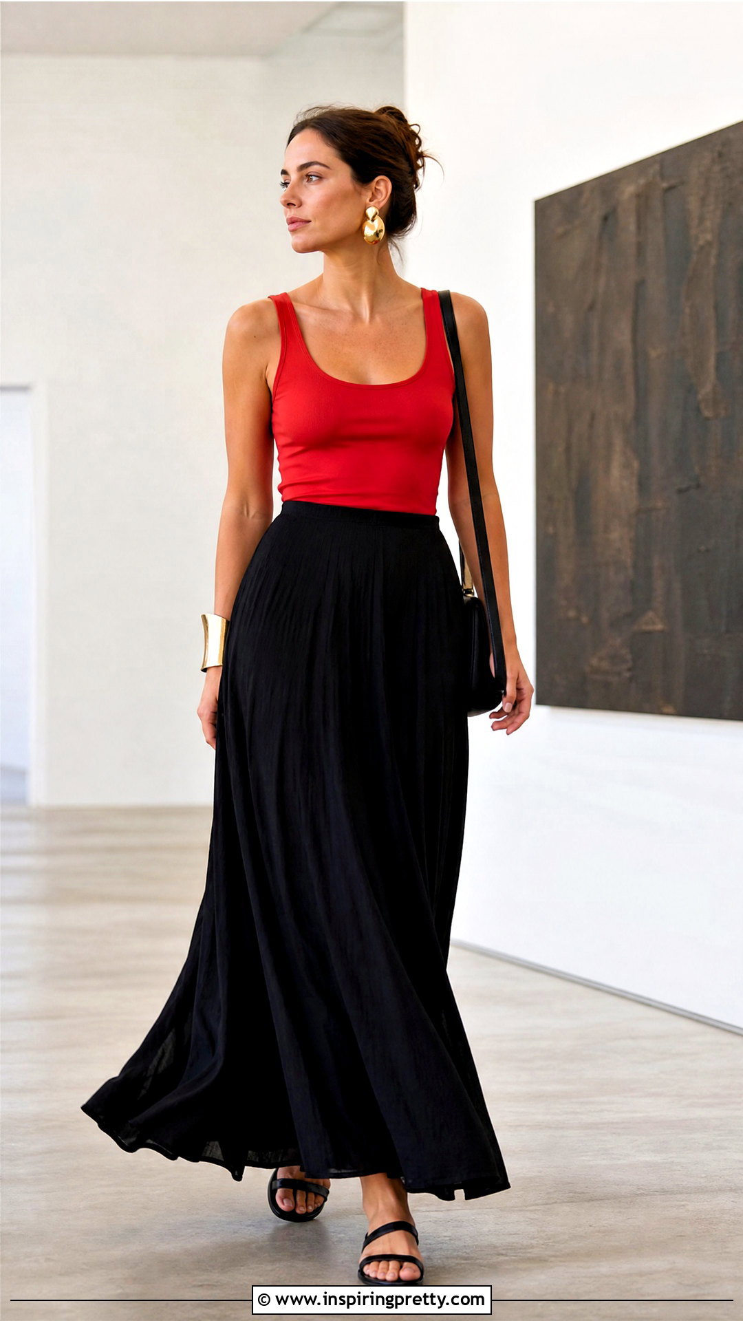 Red Tank Top With Black Maxi Skirt - 50 red tank top outfit ideas