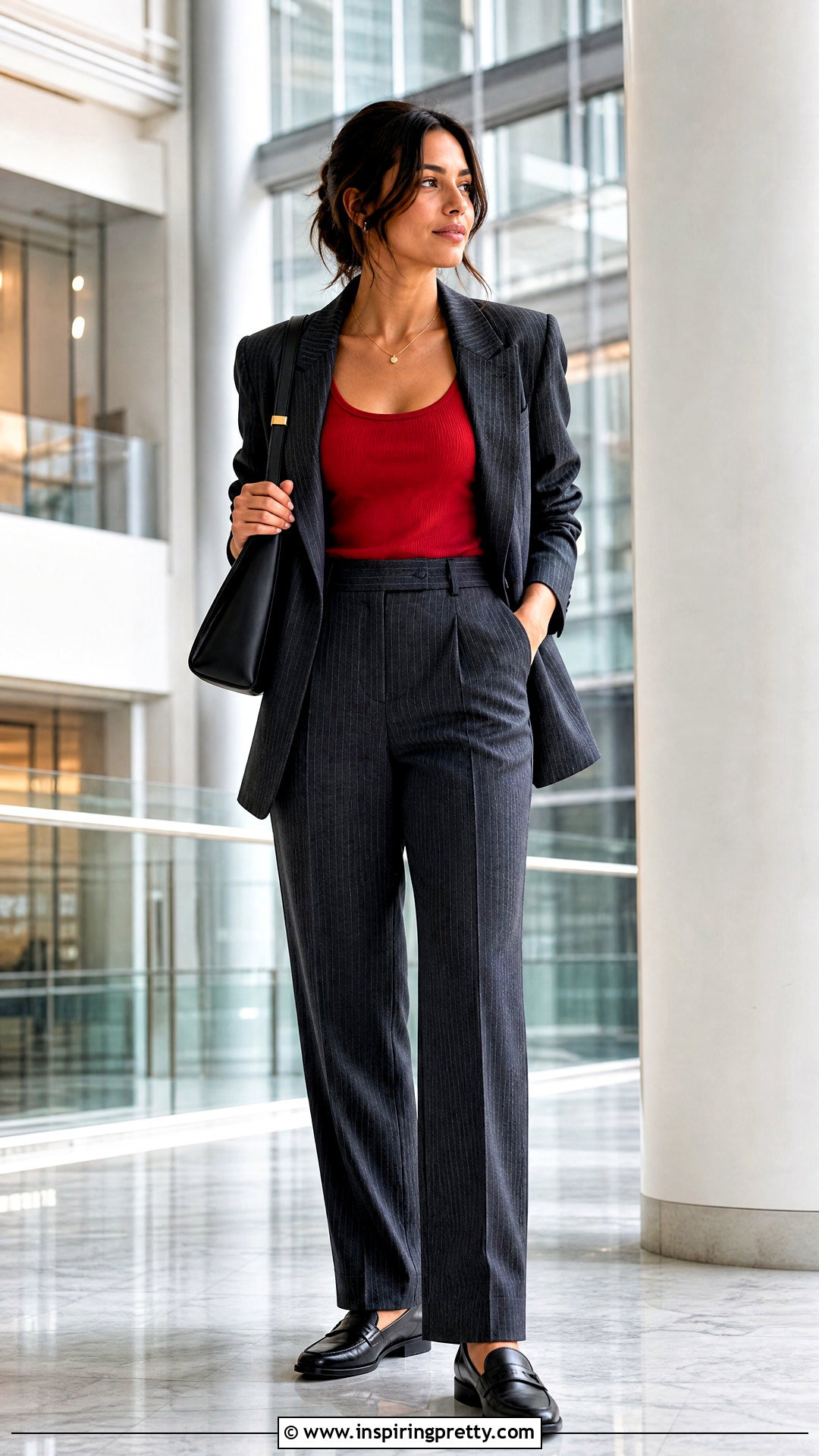 Red Tank Top With Pinstripe Pants - 50 red tank top outfit ideas