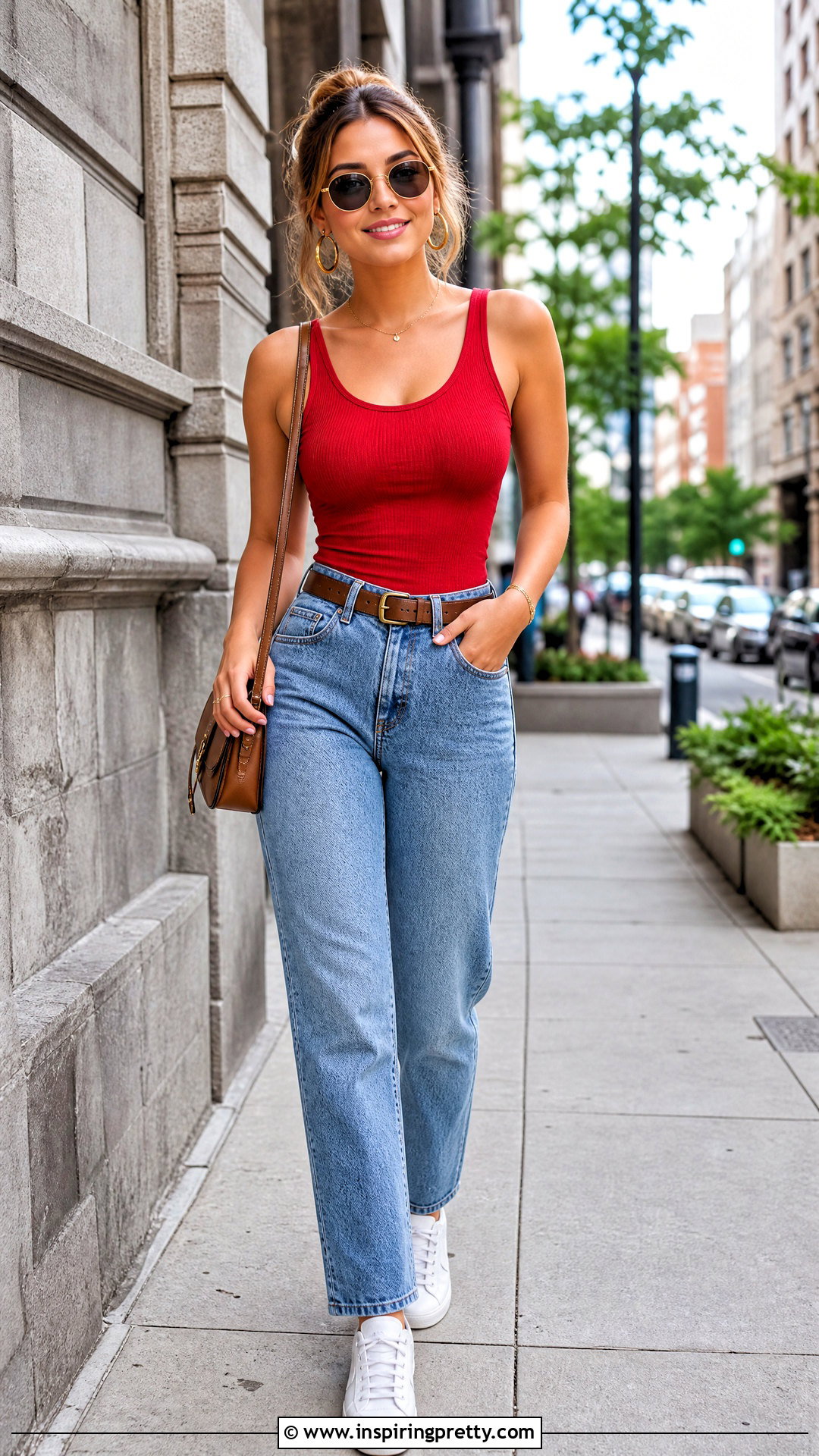 Red Tank Top With Straight Leg Jeans - 50 red tank top outfit ideas