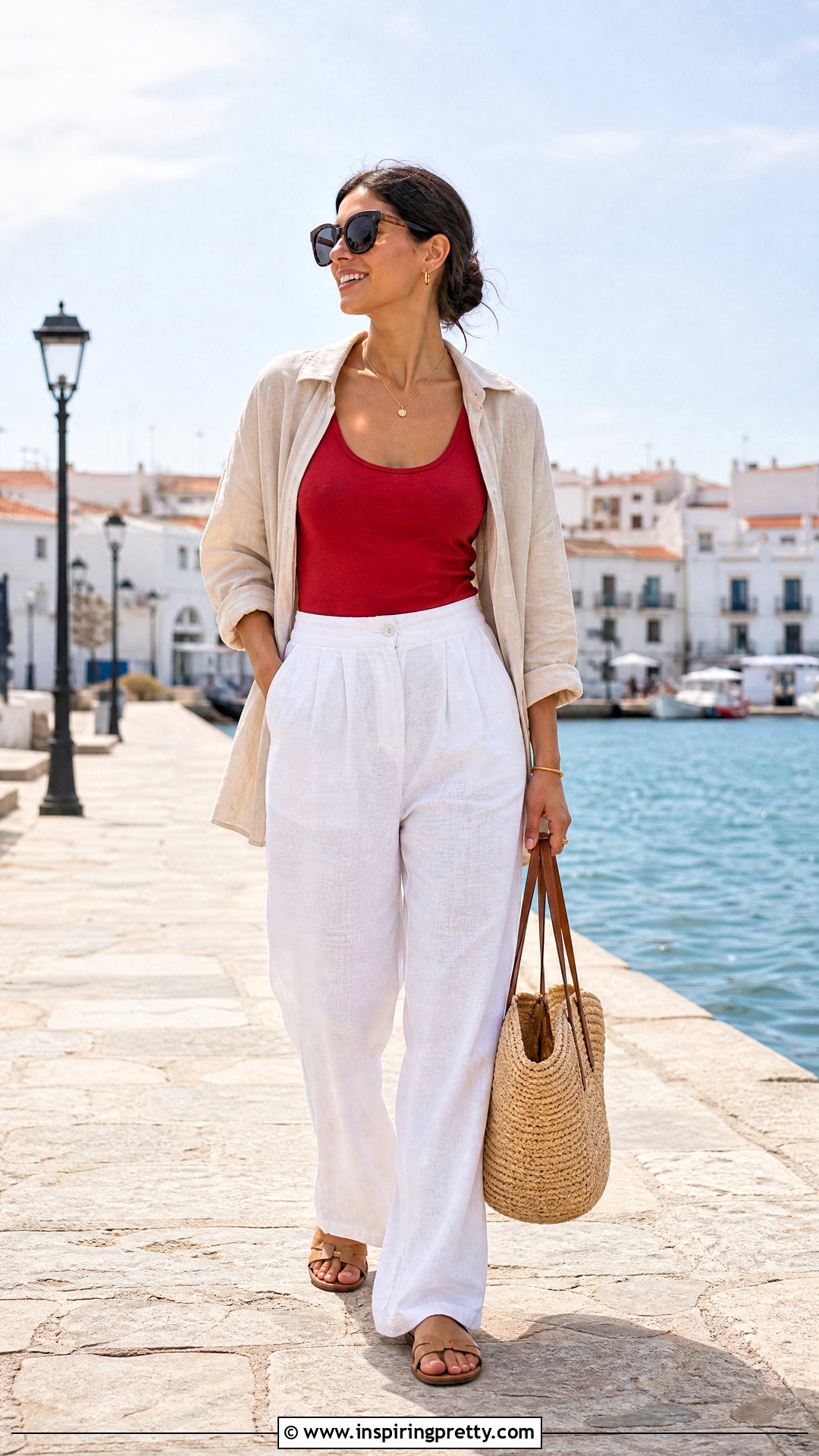 Red Tank Top With White Linen Pants - 50 red tank top outfit ideas