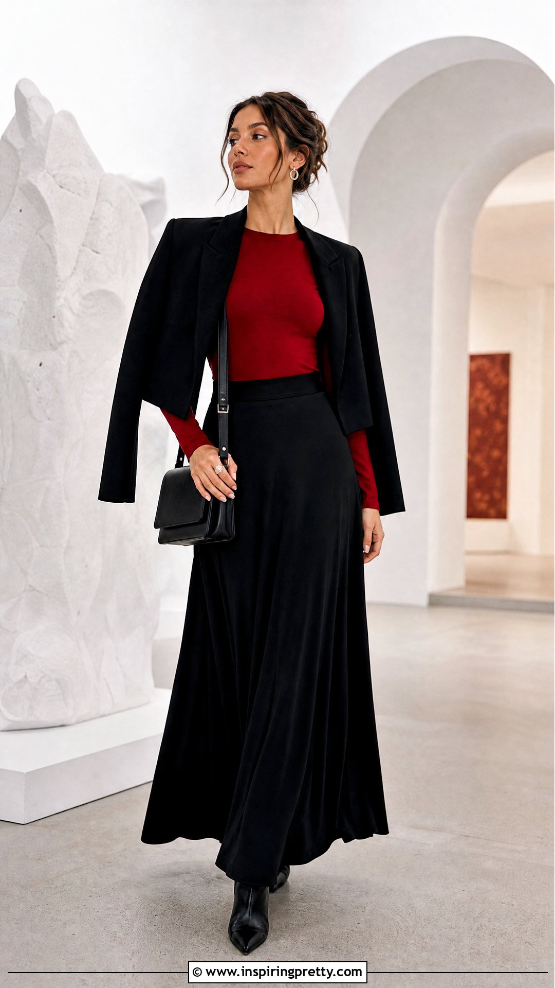 Red Top With Black Maxi Skirt - 50 red top outfit aesthetic
