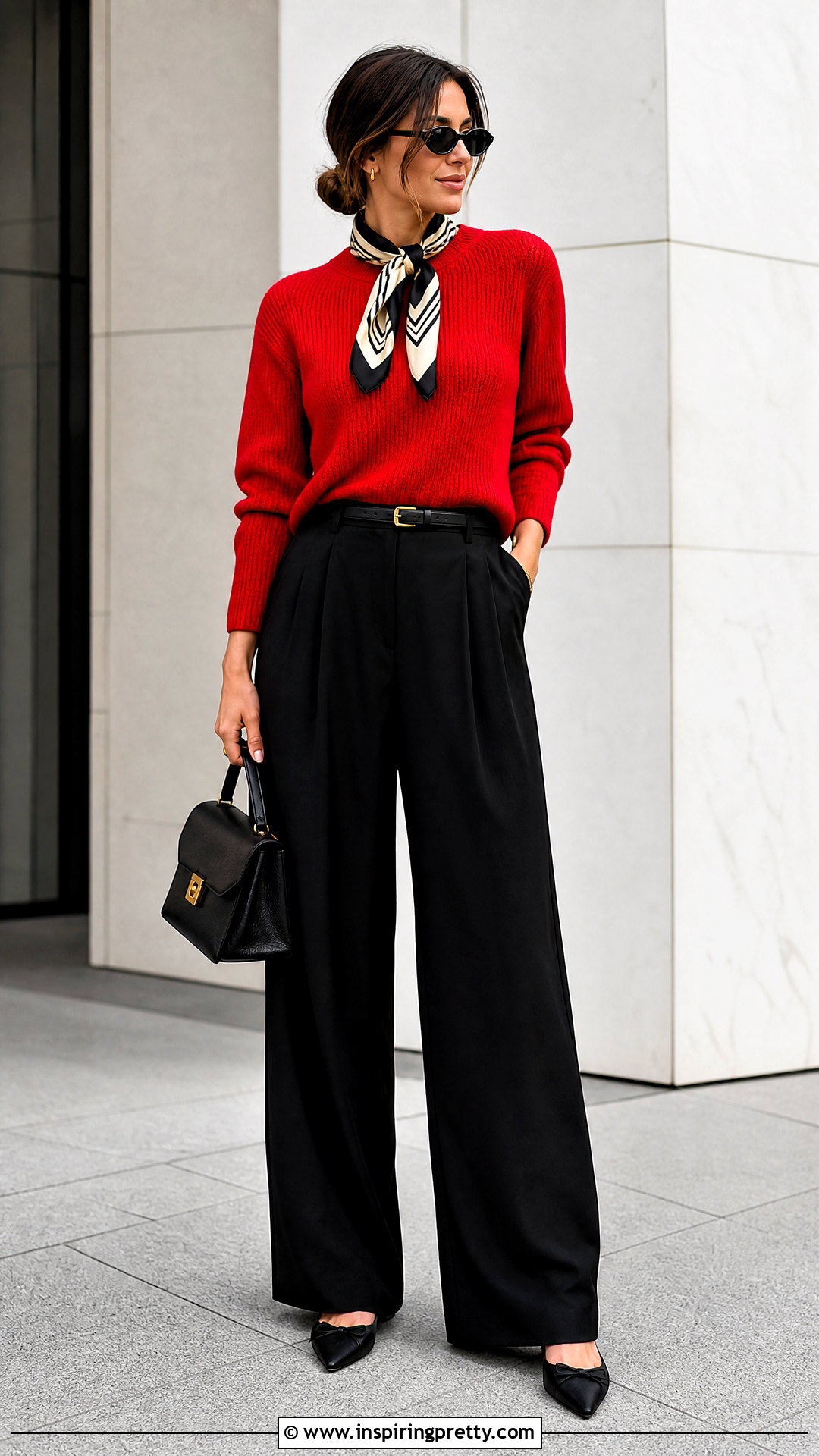 Red Top With Black Scarf Outfit - 50 top with scarf outfit ideas