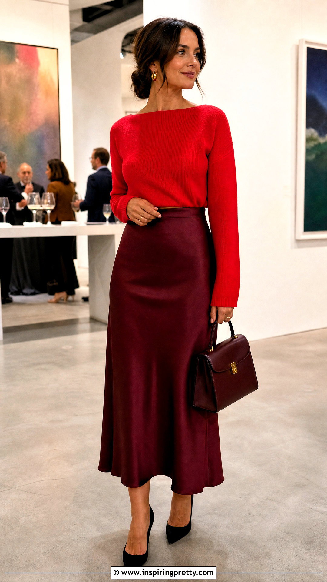 Red Top With Burgundy Skirt - 50 red top outfit aesthetic
