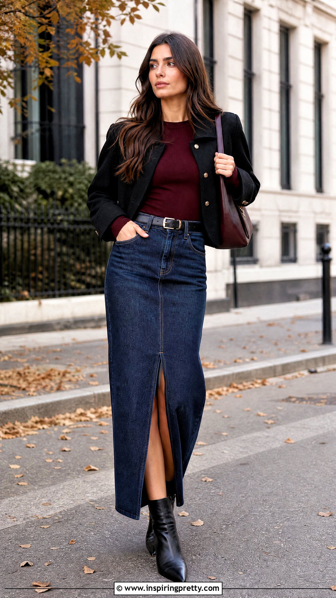 Red Top With Denim Maxi Skirt - how to style a red top (50 ways)