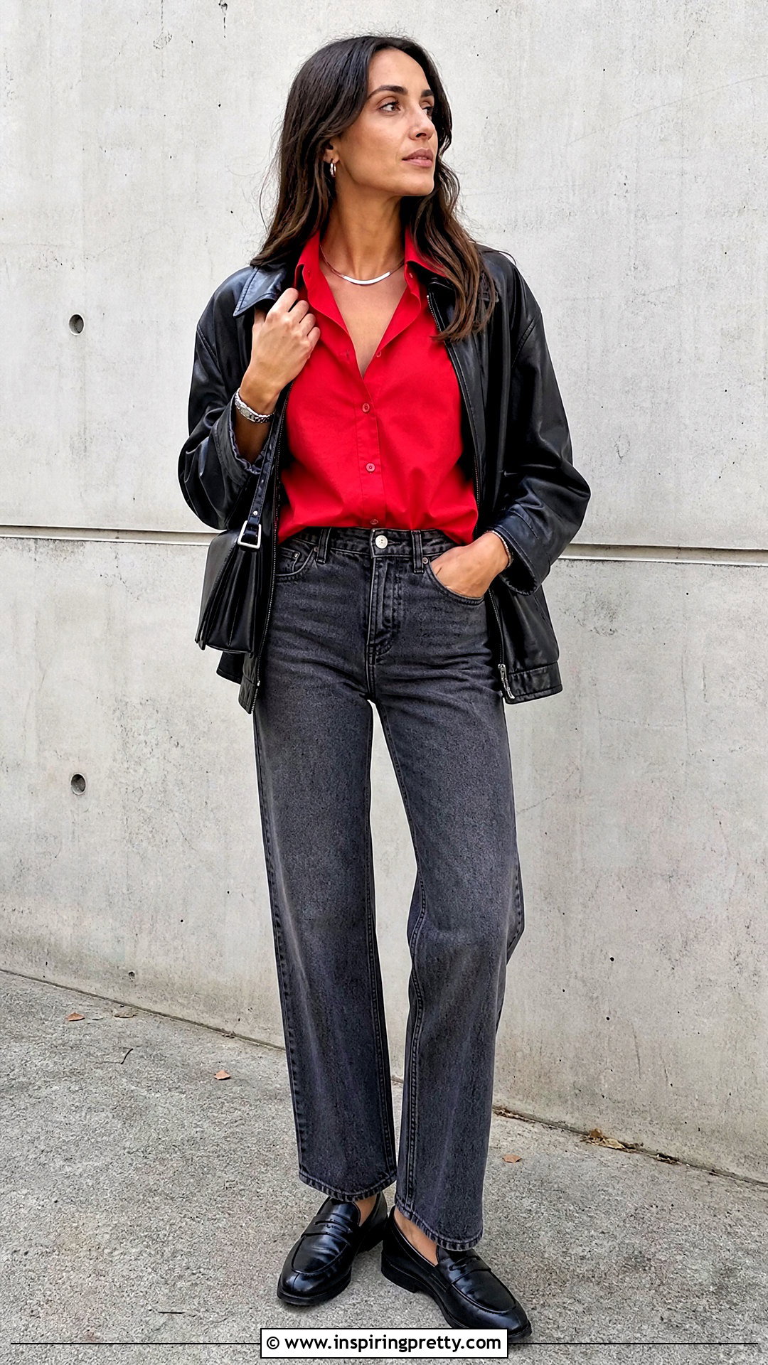 Red Top With Gray Jeans - 50 red top outfit aesthetic