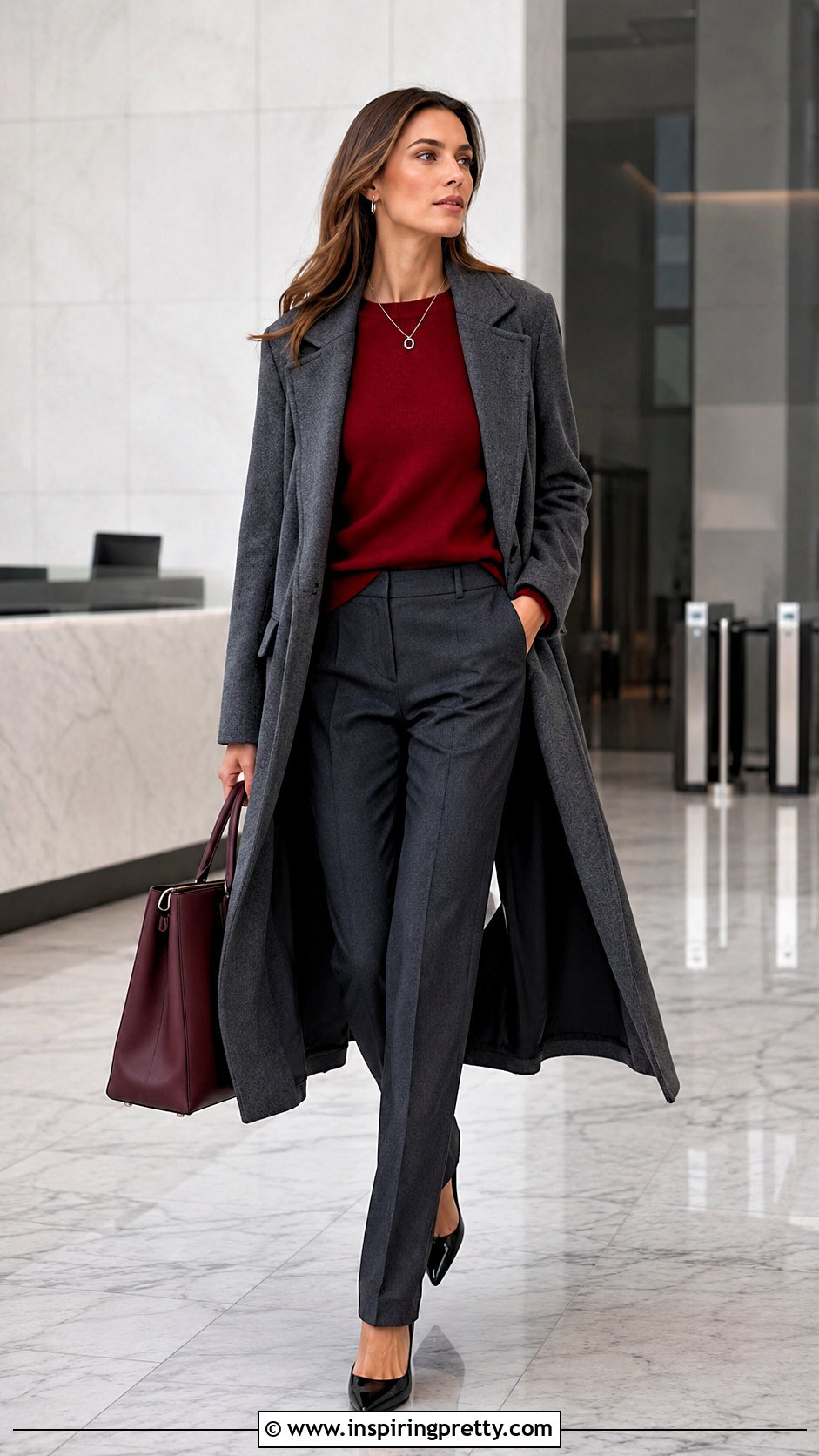 Red Top With Gray Tailored Pants - 50 red top outfit aesthetic