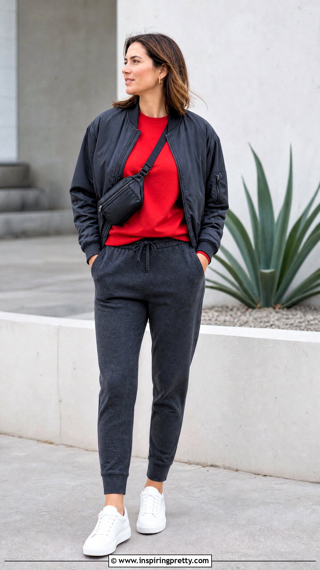 Red Top With Joggers And Sneakers - how to style a red top (50 ways)