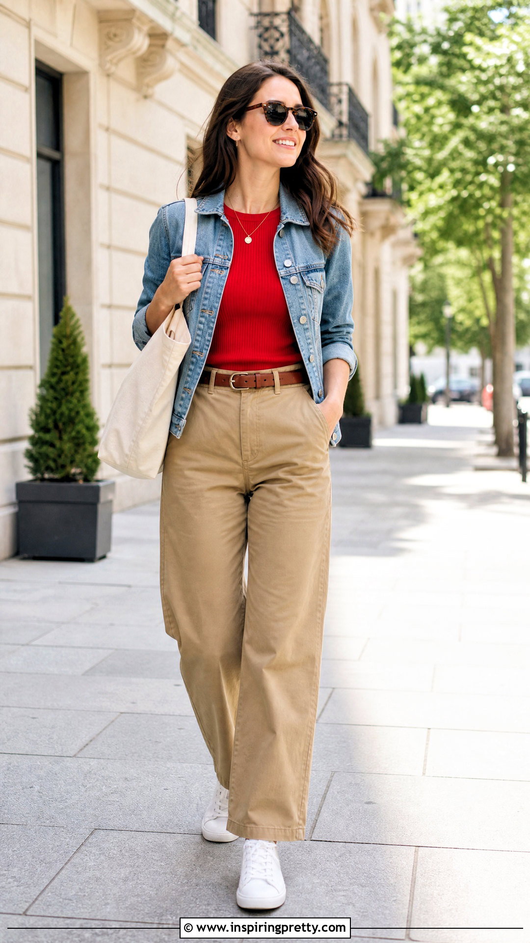Red Top With Khaki Pants - 50 cute red tops outfit ideas