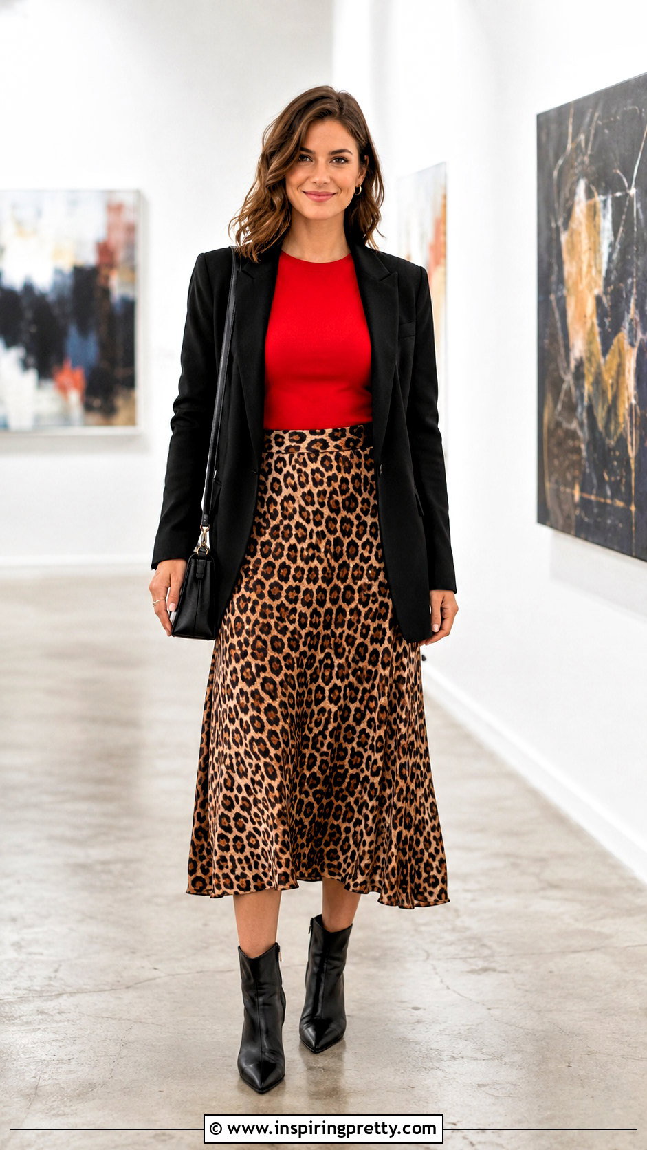 Red Top With Leopard Midi Skirt - 50 red top outfit aesthetic