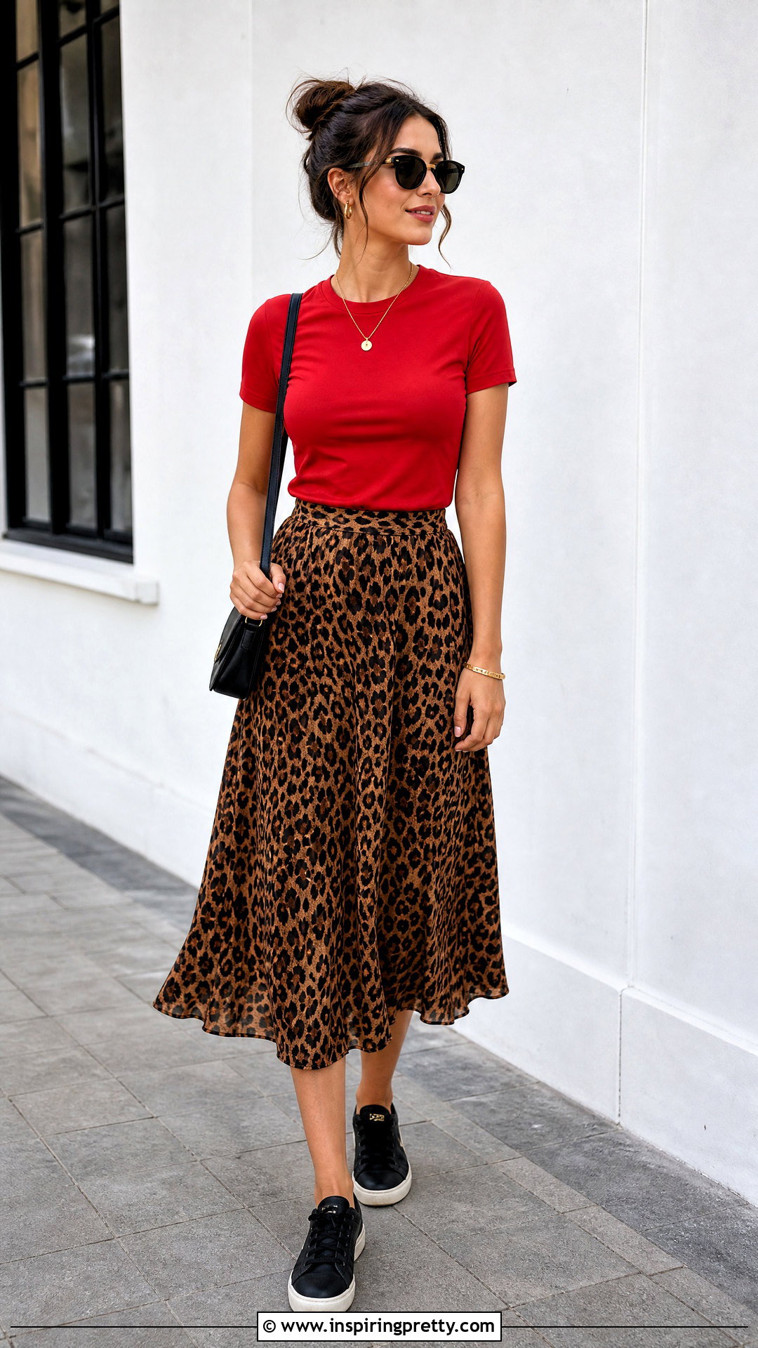 Red Top With Leopard Print Skirt - 50 red top outfit casual ideas