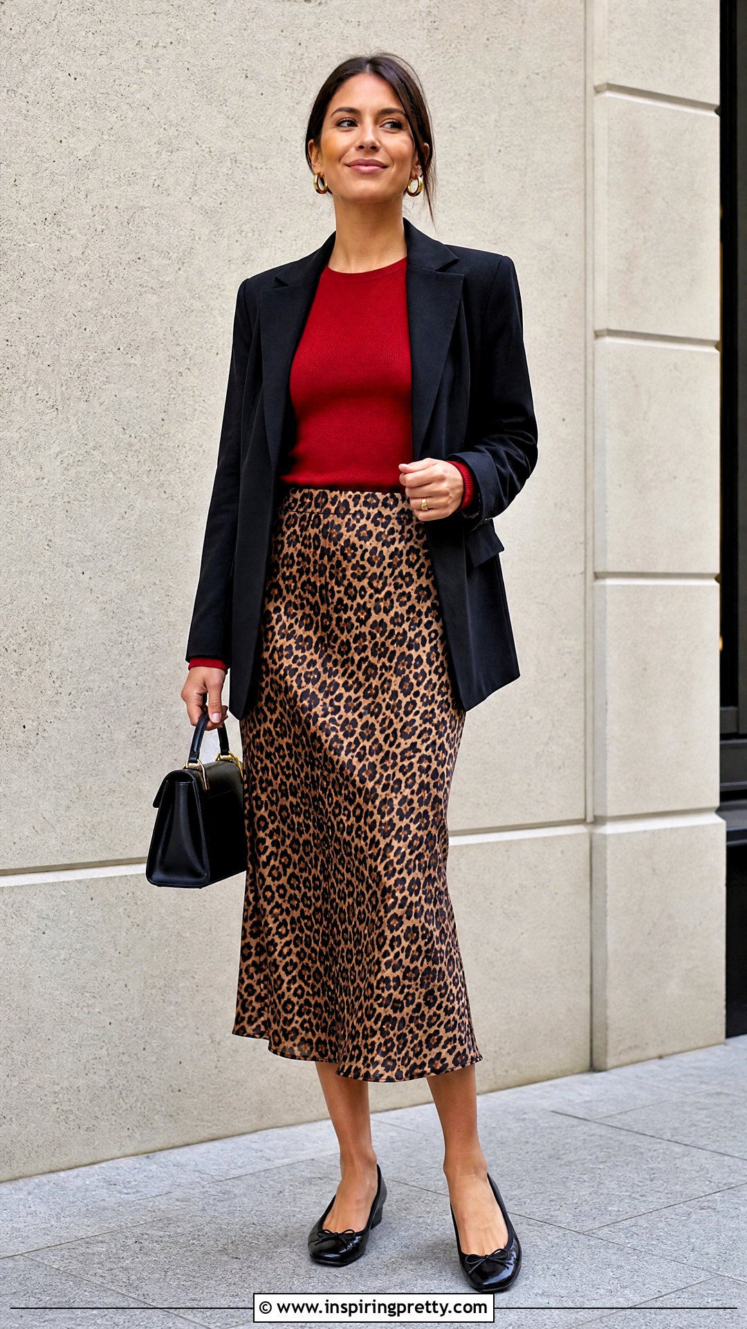 Red Top With Leopard Print Skirt - how to style a red top (50 ways)