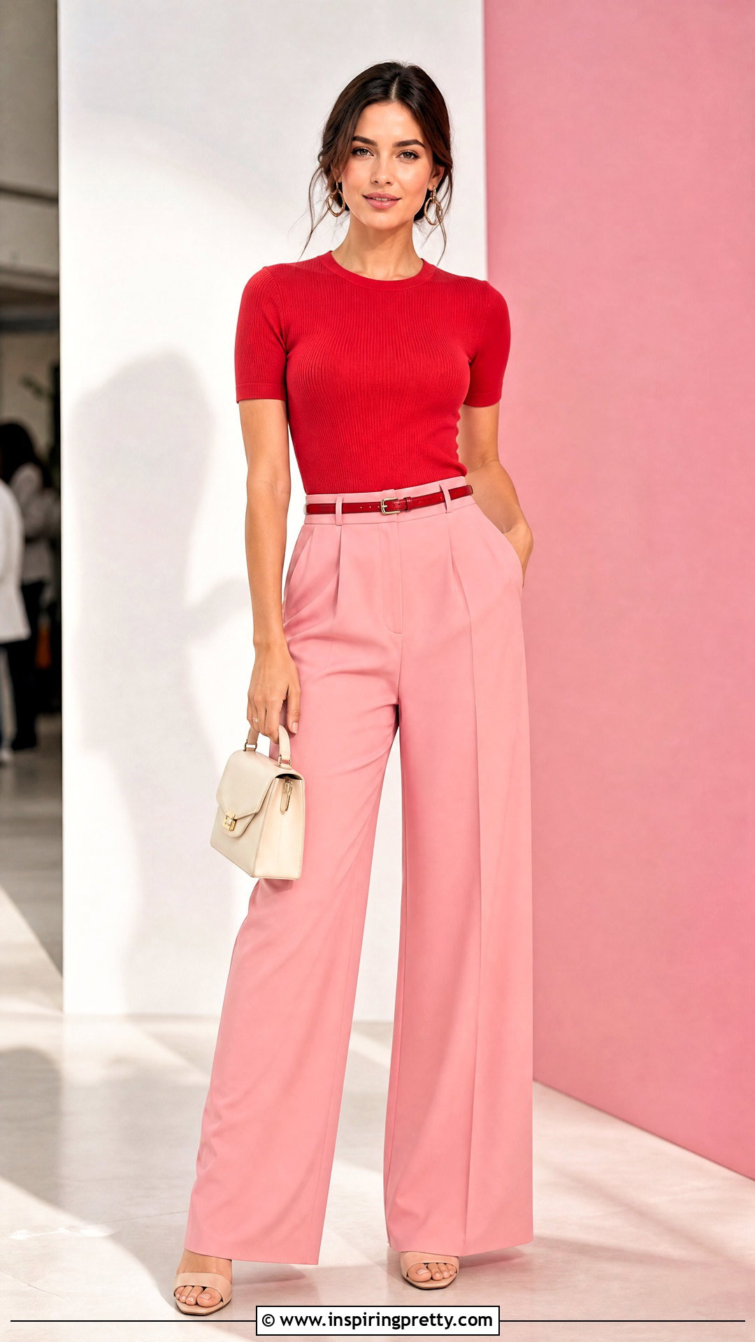 Red Top With Pink Trousers - 50 red tops outfit ideas