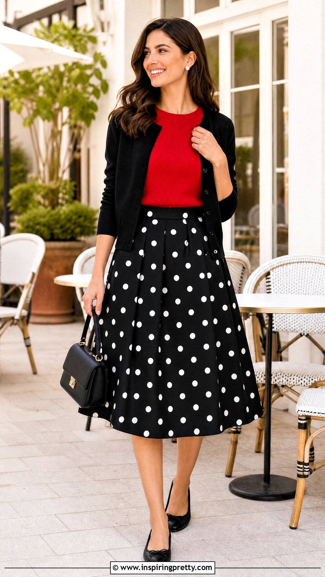 Red Top With Polka Dot Skirt - 50 red top outfit aesthetic