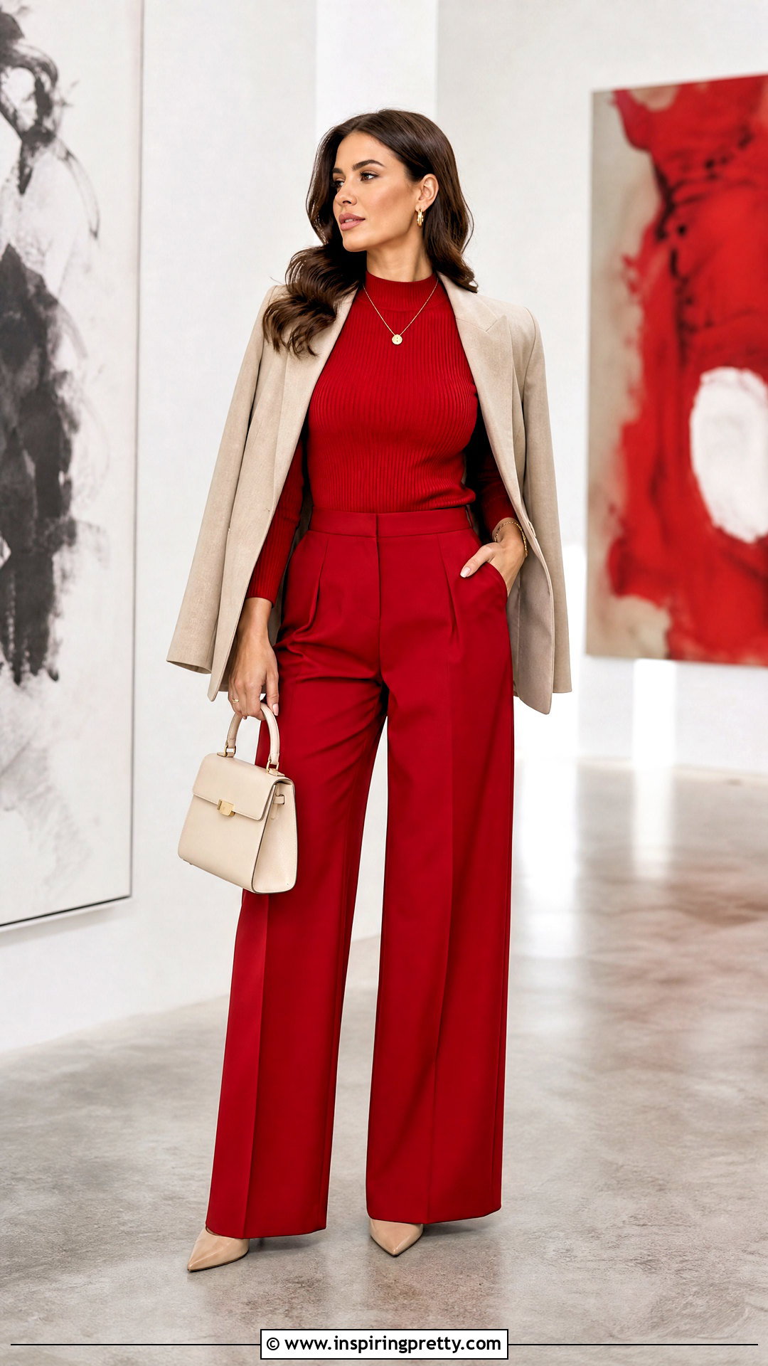 Red Top With Red Trousers - 50 cute red tops outfit ideas