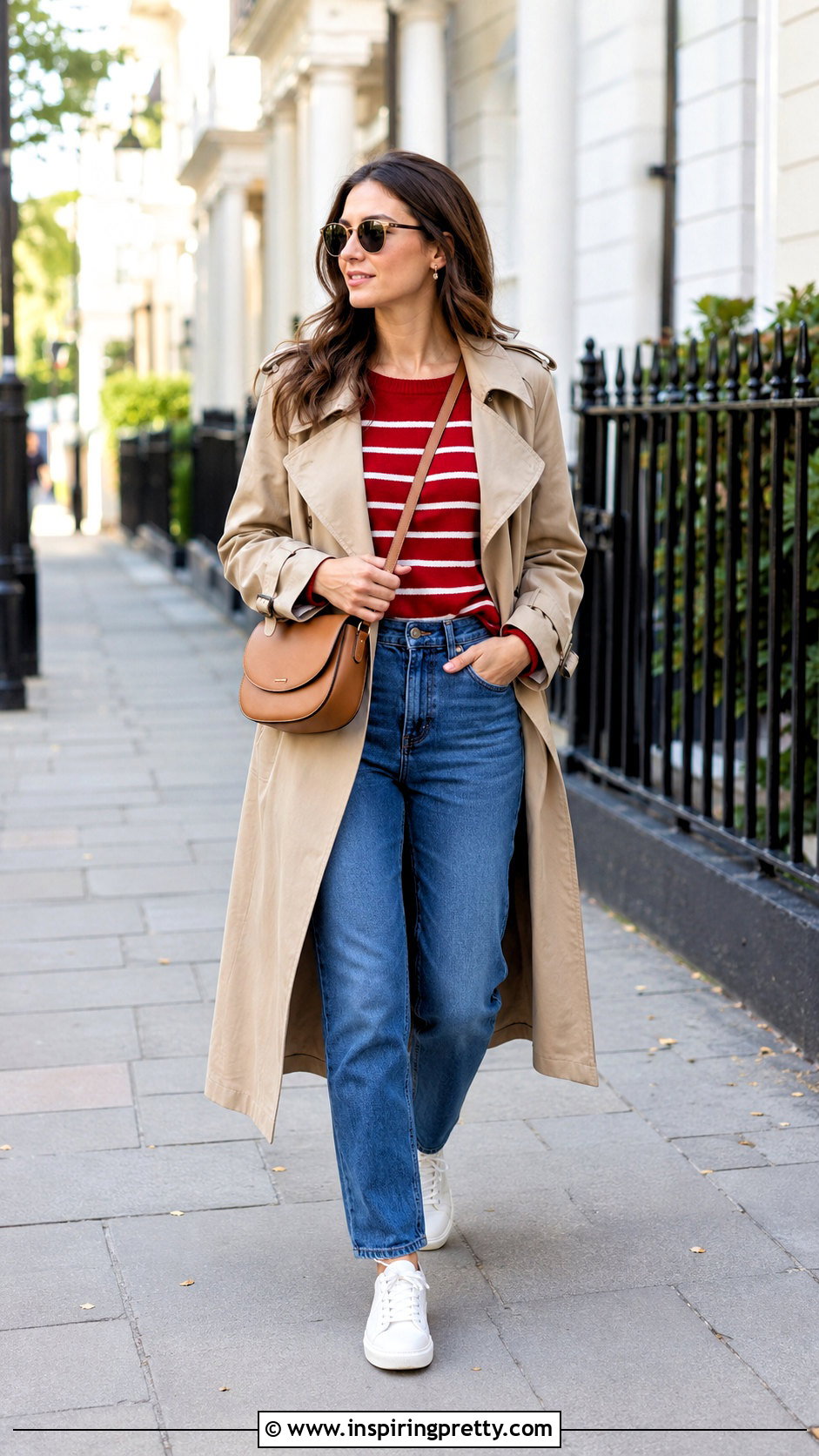 Red Top With Trench Coat And Jeans - 50 red top outfit aesthetic
