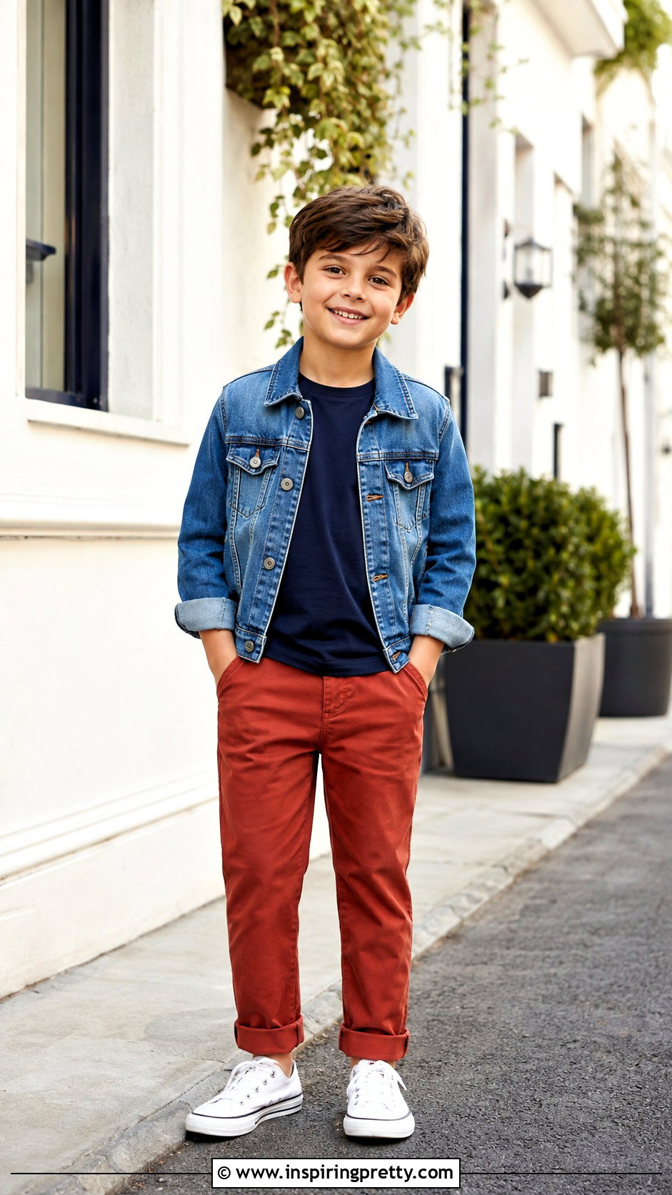 Red Trousers And Navy T Shirt Outfit - 50 trouser and top for kids