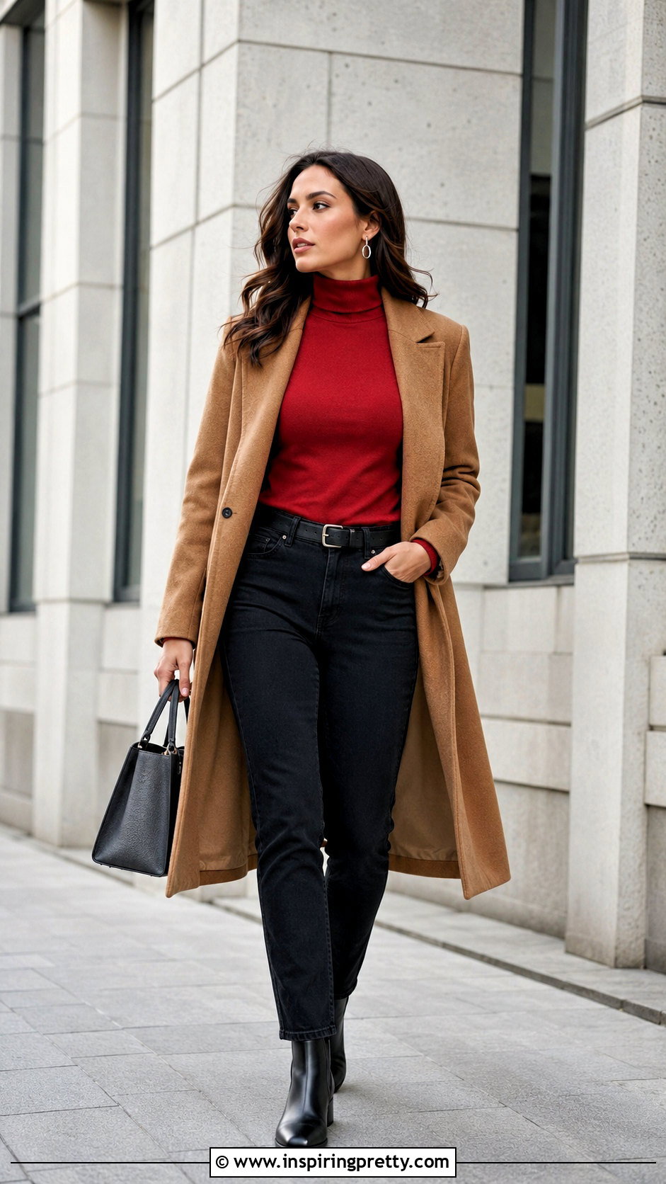 Red Turtleneck With Black Jeans And Chelsea Boots - 20 Red Top With Jeans And Accessories