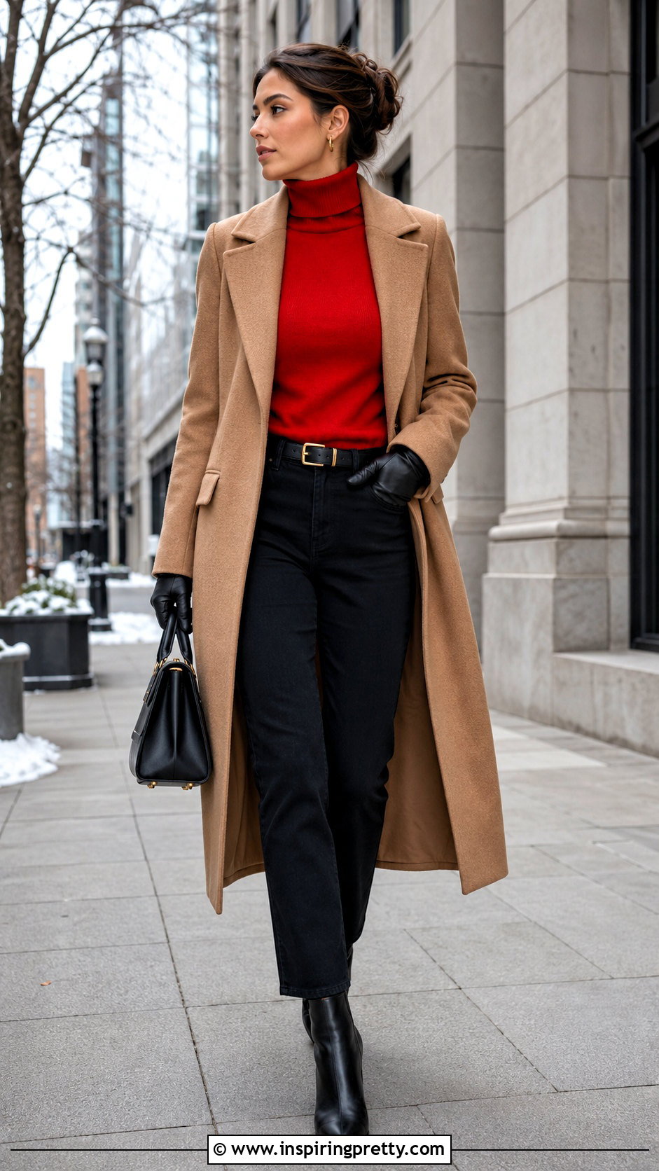 Red Turtleneck With Black Jeans - 20 red top and jeans styles