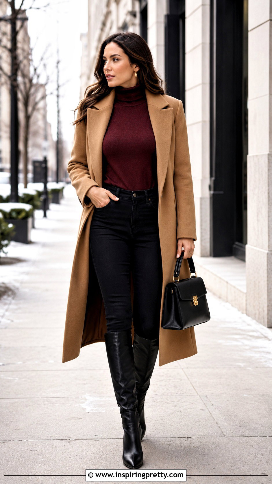 Red Turtleneck With Black Skinny Jeans And Tall Boots - how to wear red top with jeans (20 ways)