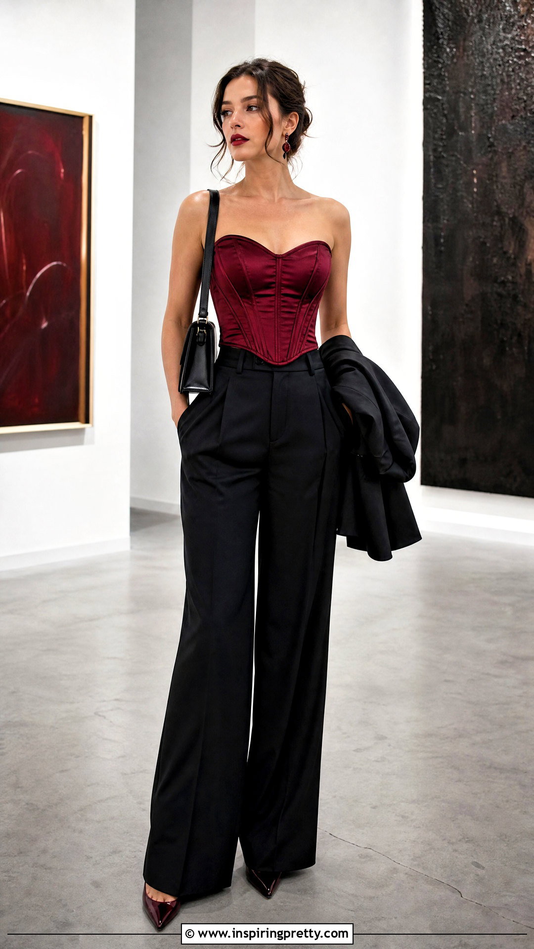 Red Vampire Corset Top With Black Trousers - 25 Vampire Corset Top outfit ideas