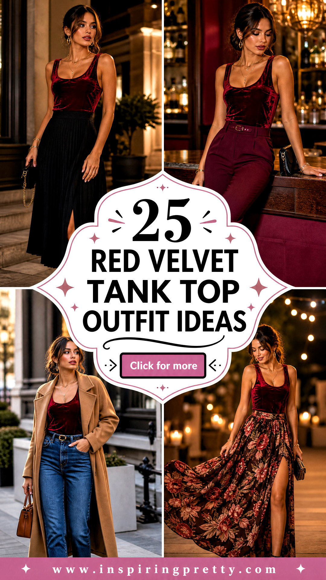 25 Red Velvet Tank Top Outfit Ideas for Luxe Party Looks - 25 Red Velvet Tank Top Outfit Ideas for Luxe Party Looks