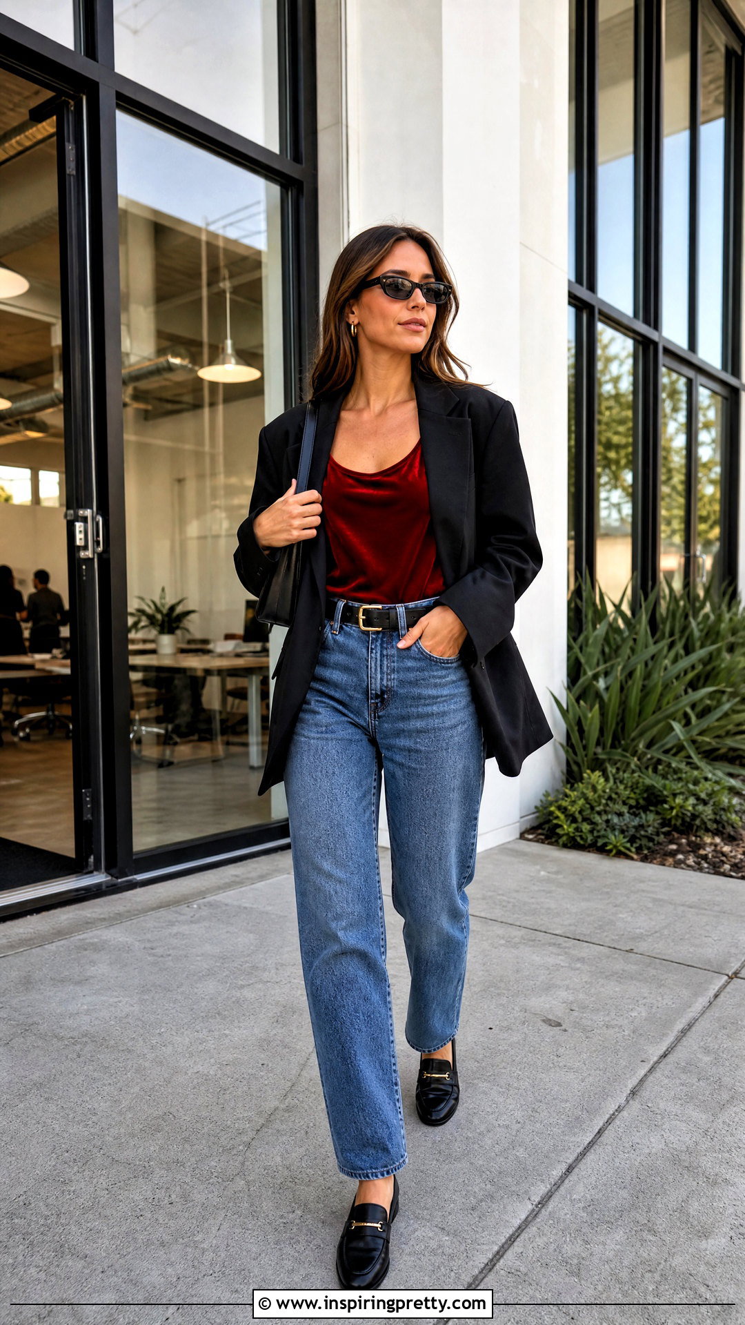 Red Velvet Tank Top With Black Blazer And Jeans - 25 red velvet tank top outfit ideas