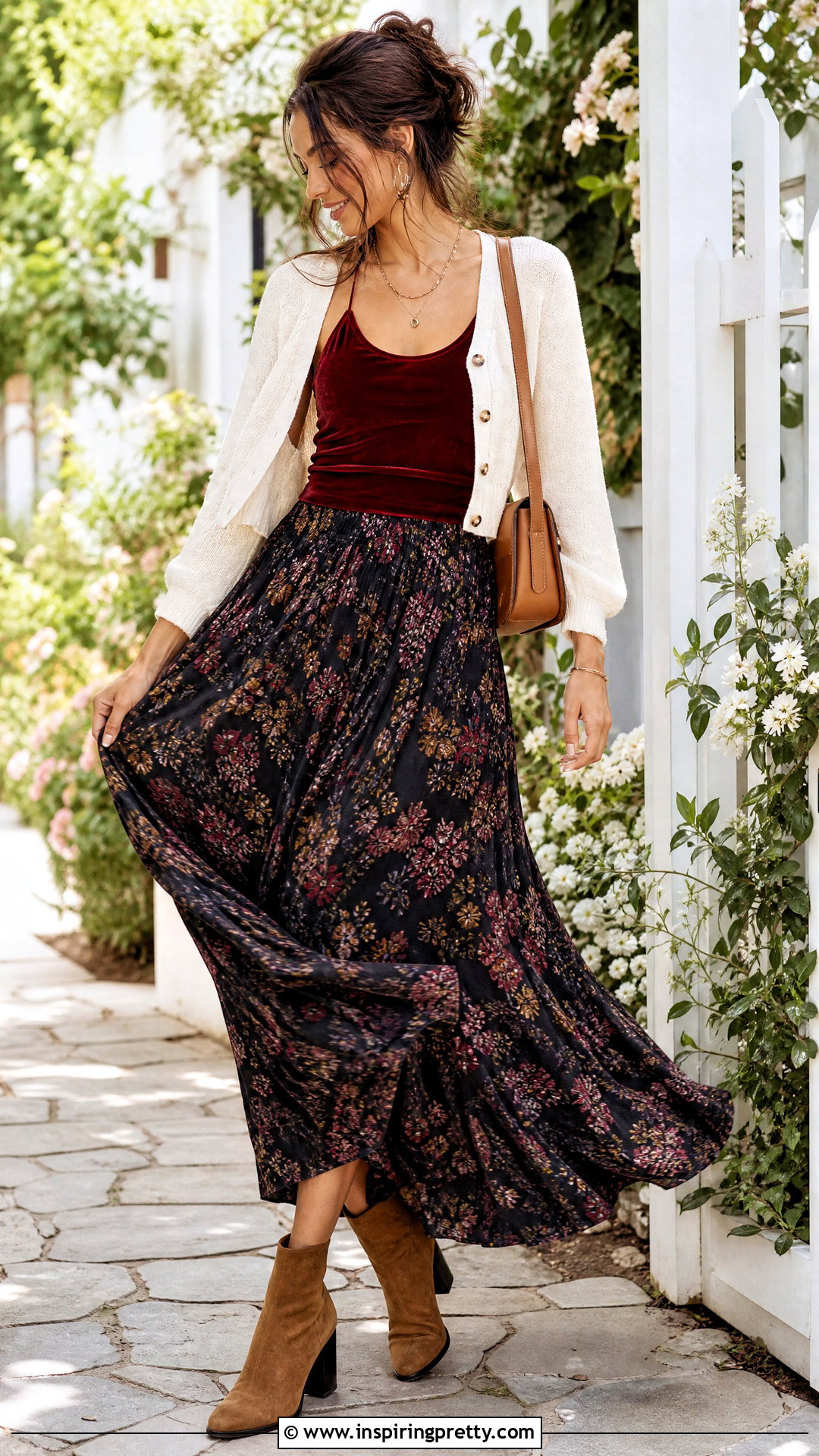 Red Velvet Tank Top With Floral Maxi Skirt - 25 red velvet tank top outfit ideas