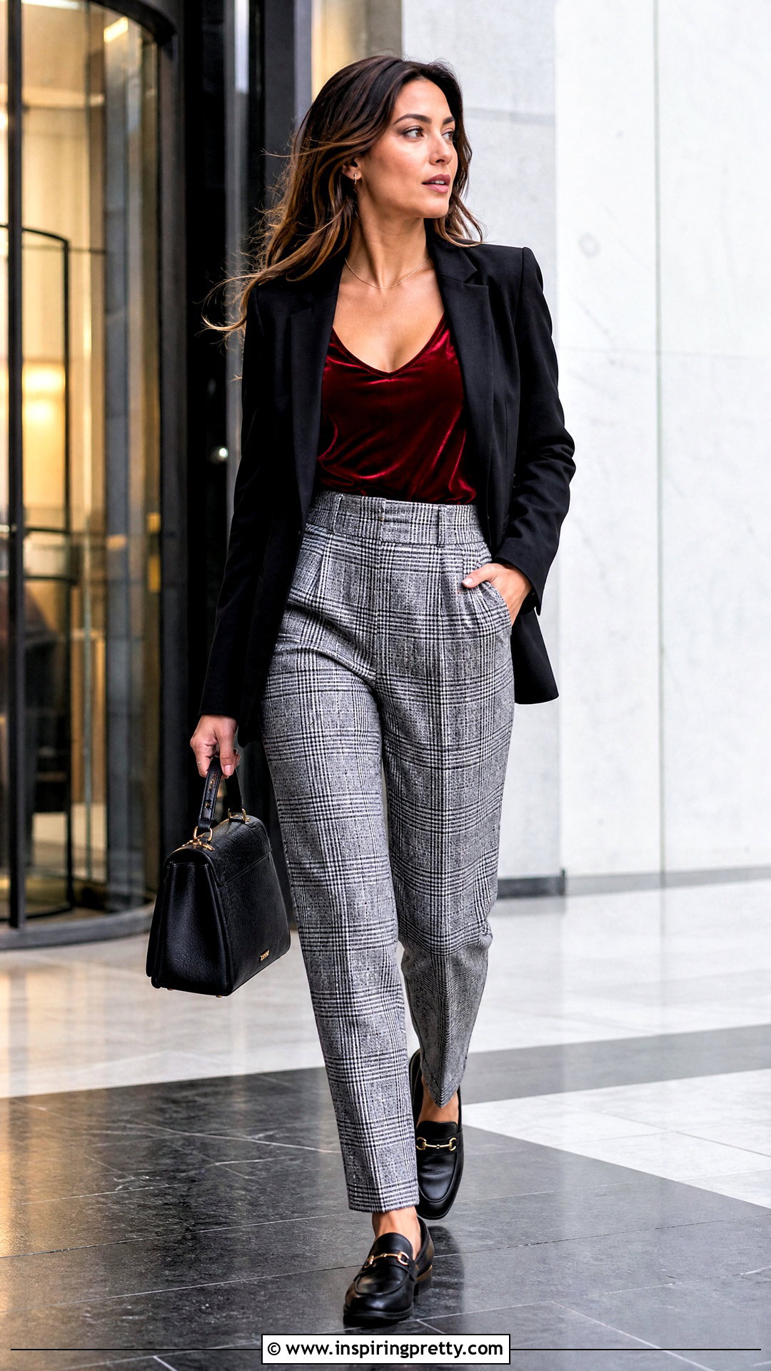 Red Velvet Tank Top With Plaid Trousers - 25 red velvet tank top outfit ideas